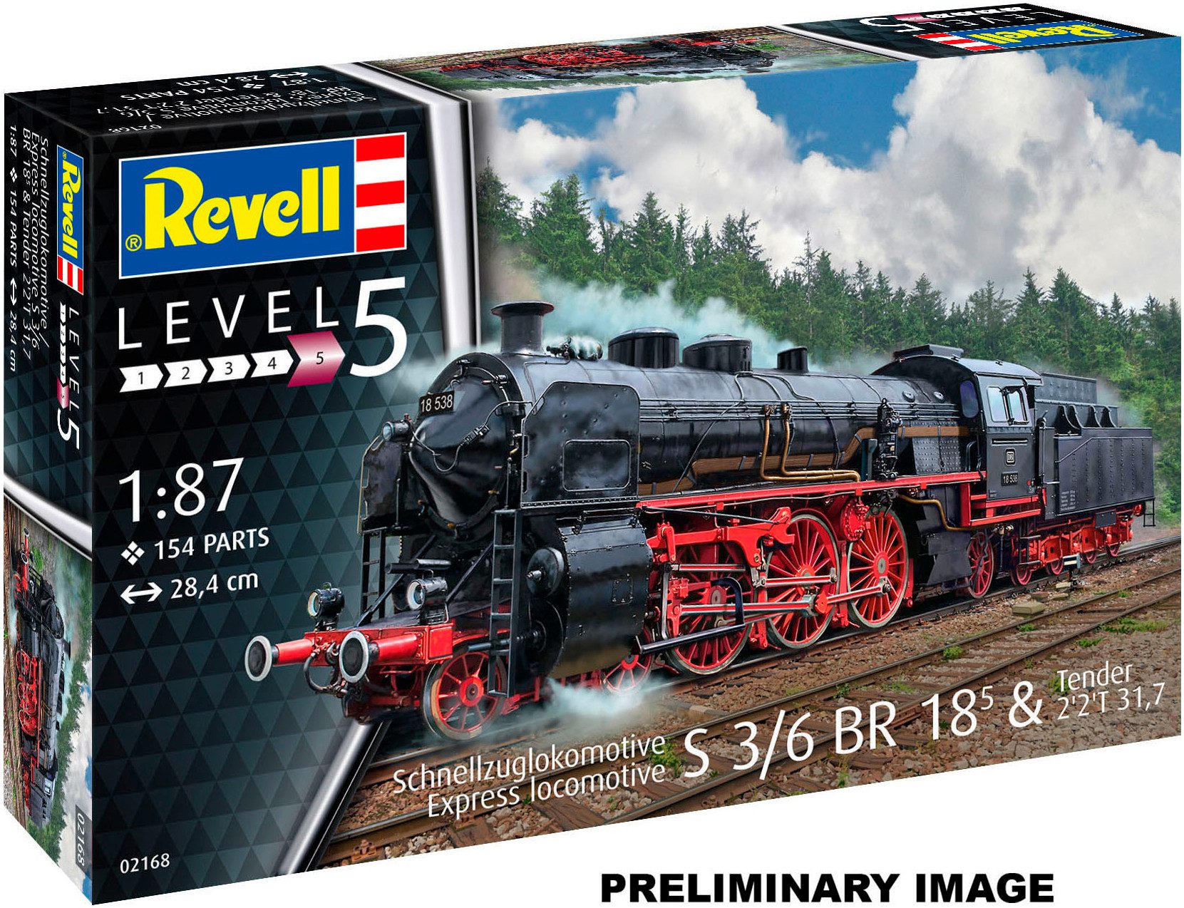 Revell® Modellbausatz Schnellzuglokomotive S3/6 BR18 mit Tender, Maßstab 1:25, Made in Europe