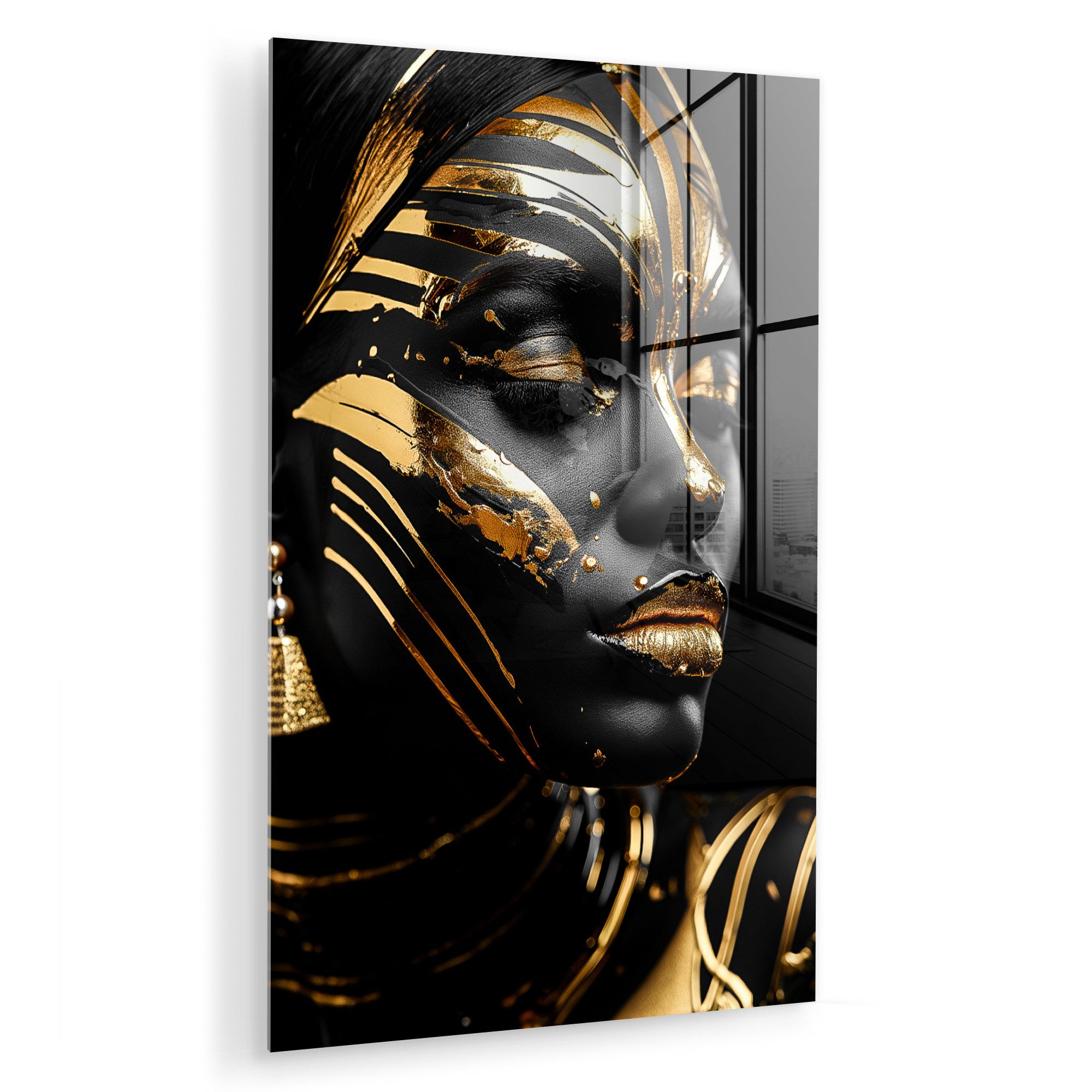 MuchoWow Acrylglasbild Frau - Gold - günstig online kaufen
