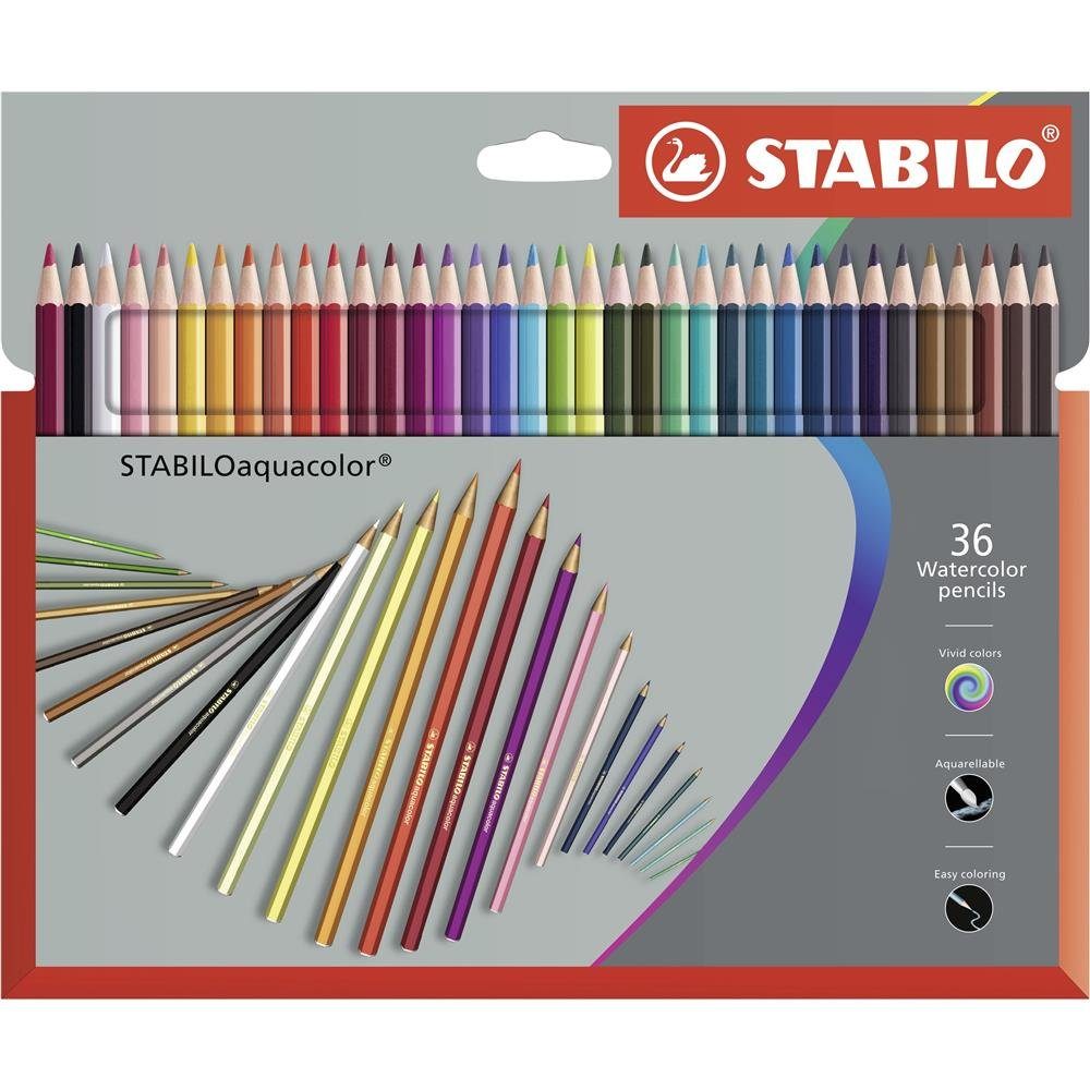 STABILO Buntstift Aquarell-Buntstift, aquacolor 36er Pack mit 36 verschiedenen Farben