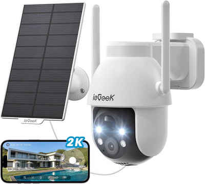 ieGeek 2K 3MP HD Überwachungskamera Aussen Solar 360° PTZ 2.4GHz WLAN Überwachungskamera (Aussen, Außenbereich, 360° PTZ Überwachungskamera Aussen Akku,Farb-Nachtsicht, 1-tlg., mit PIR Bewegungsmelder,2-Wege-Audio, Cloud/SD Storage, IP65, unterstützt 24/7-Aufnahme, 4 Facher Zoom)