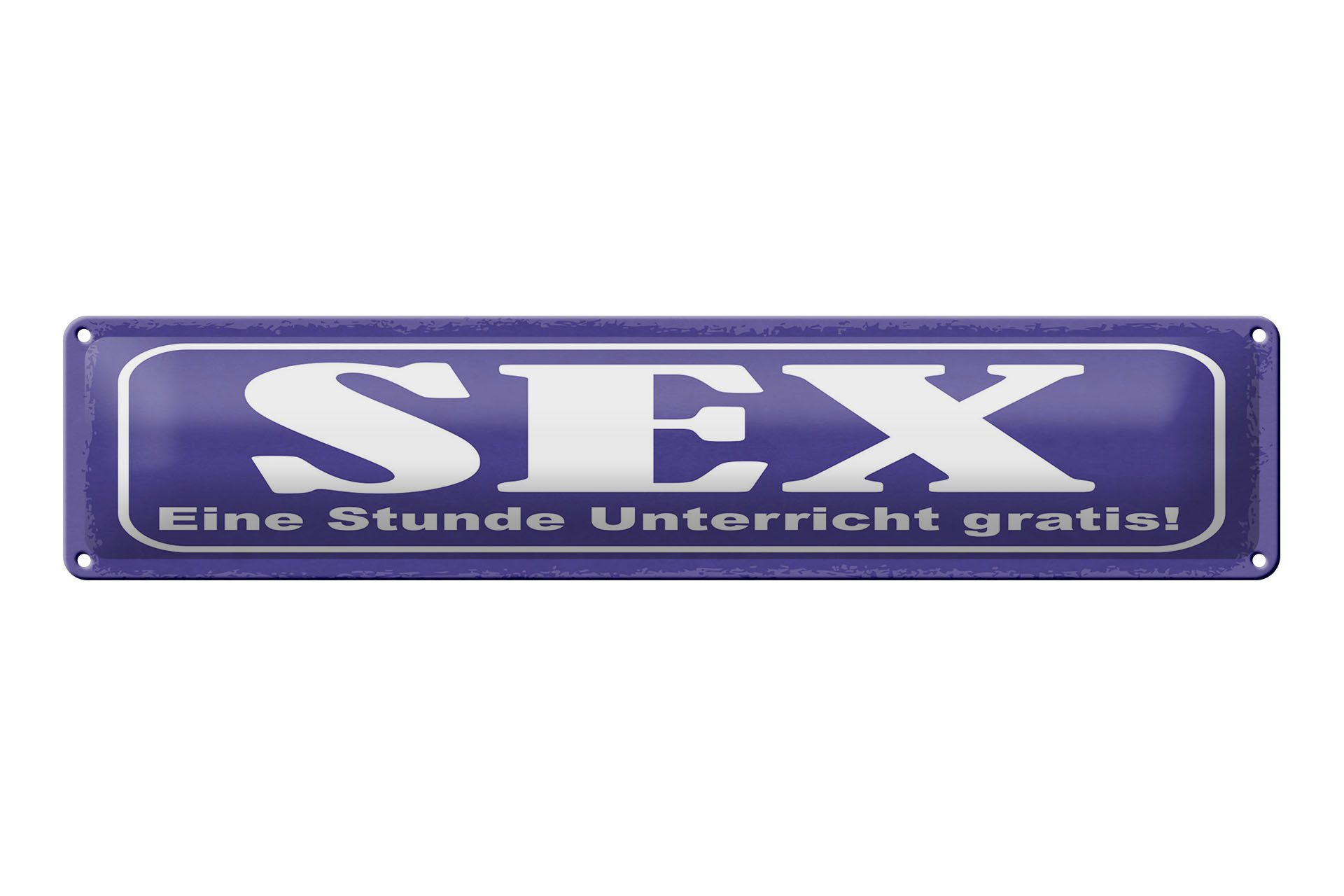 Femer GmbH Metallschild Spruch 46x10 cm Sex Eine Stunde Unterricht gratis, (1 St), gewölbte Oberfläche, abgerundete Ecken, umgeschlagene Kanten