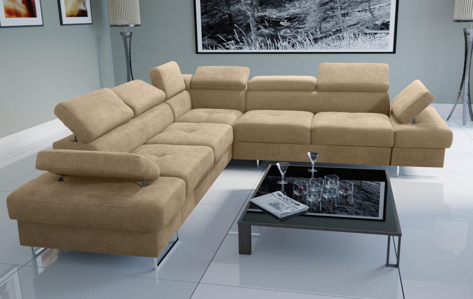 JVmoebel Ecksofa Sofa Couch Polsterung L-Form Wohnzimmer Design, Made in Europe Beige