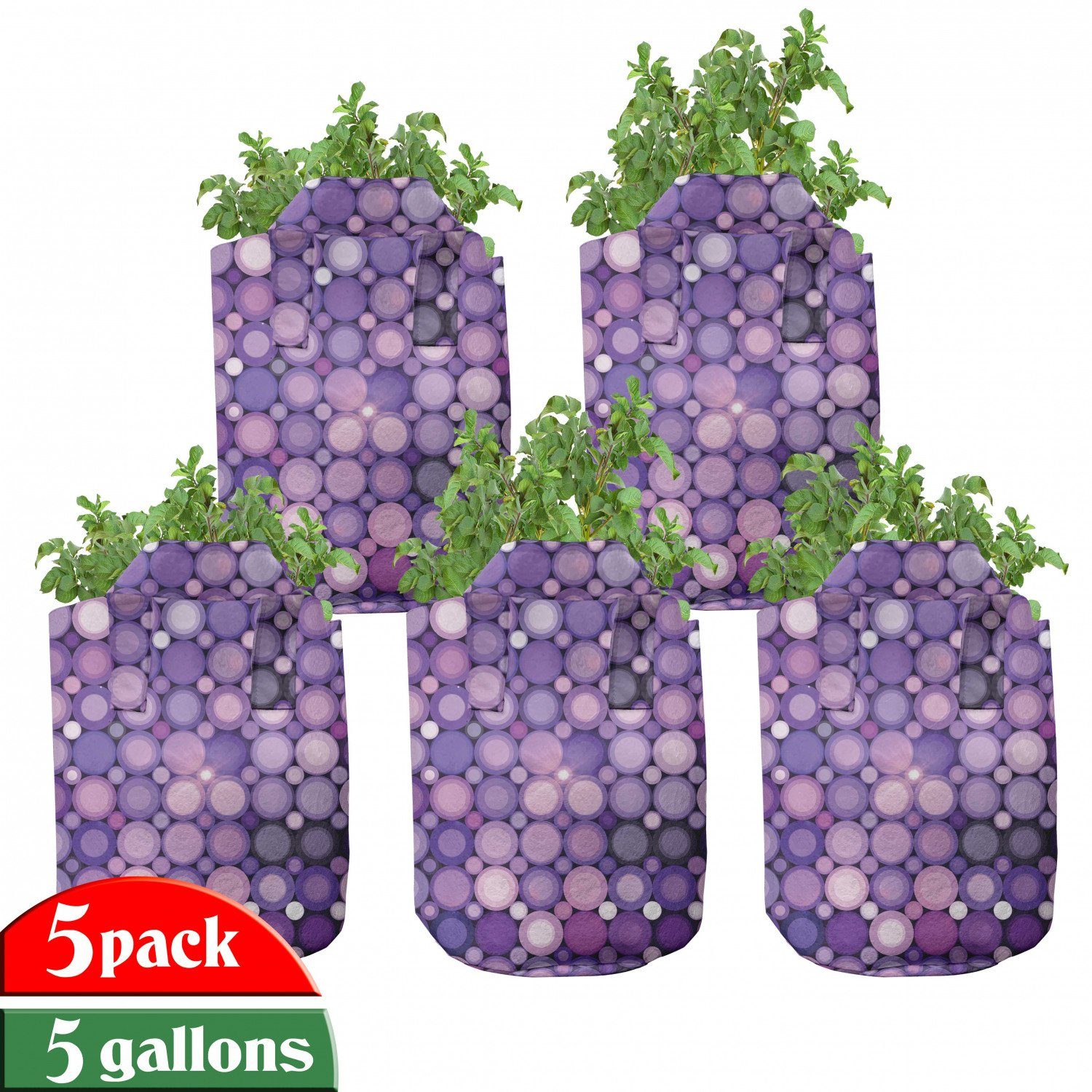 Abakuhaus Pflanzkübel hochleistungsfähig Stofftöpfe mit Griffen für Pflanzen, Modern Geometrische Violet Kreise