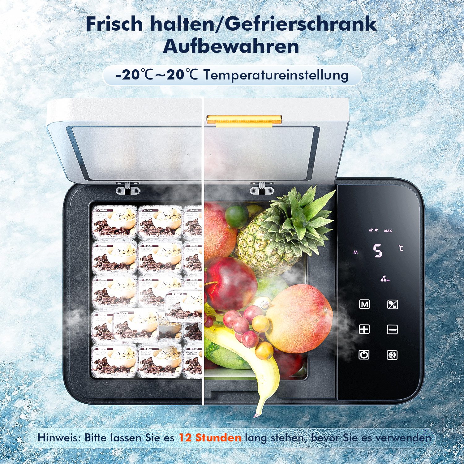 oyajia Elektrische Kühlbox Kompressor Gefriertruhe mobiler Kühlschrank, Kühltruhe, Gefrierbox, 31 l, Mit APP Steuerung, 12/24 V und 100-240 V, -20°C bis 20°C, kalt & warm
