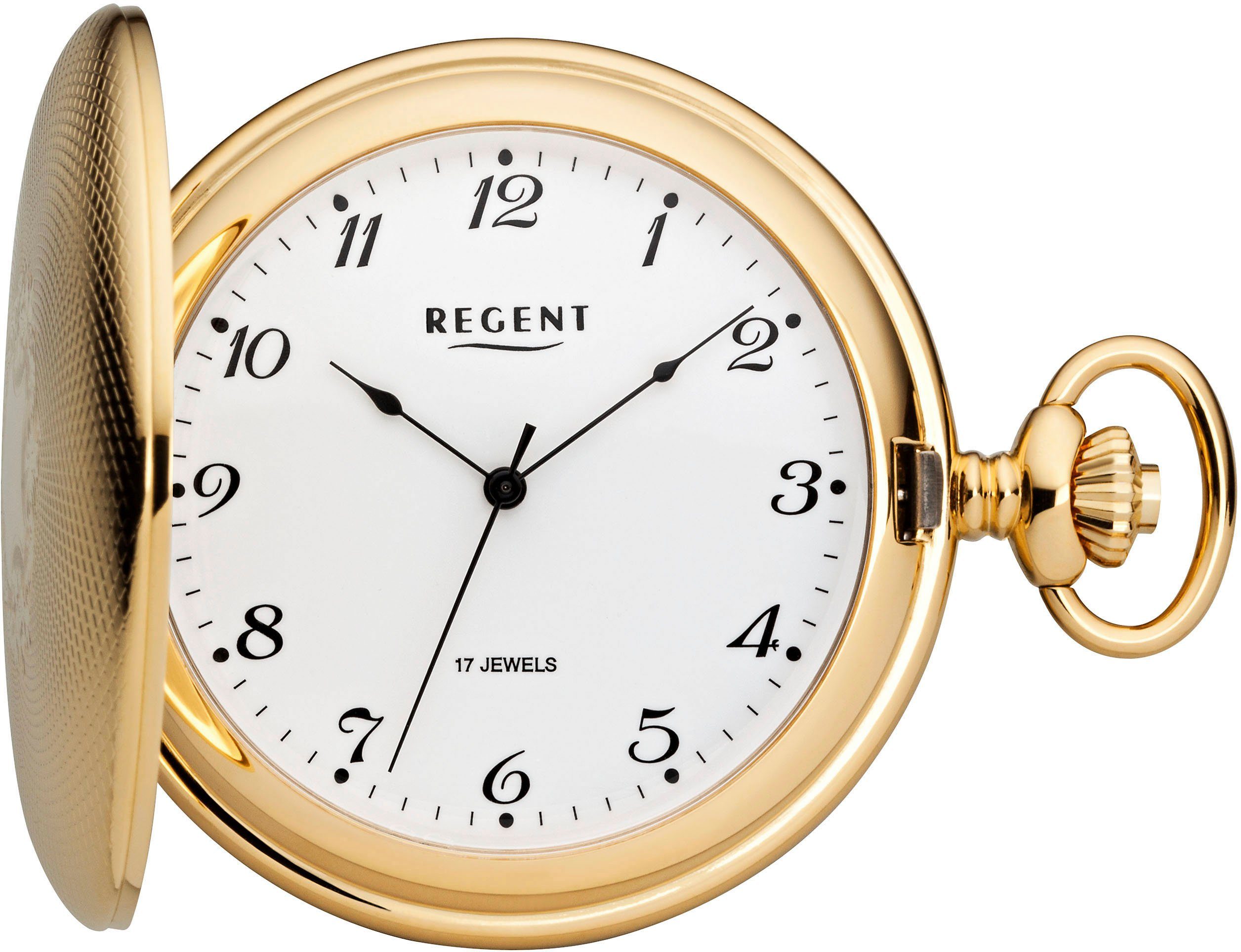 Regent Taschenuhr P714-19403049, (Set, 2-tlg., mit dazu passender Kette), Herrenuhr, Handaufzug, Acrylglas, Geschenkidee