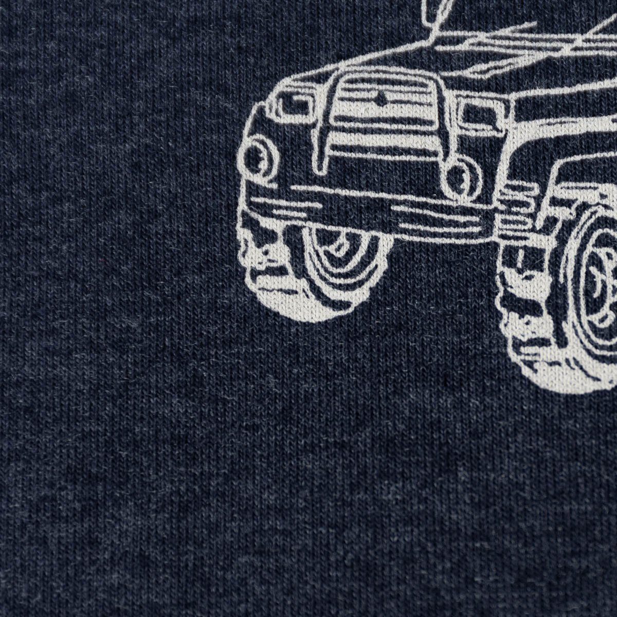 SCHÖNER LEBEN. Stoff Jerseystoff Meterware Melange Cars Monstertrucks dunkelblau 1,48m, allergikergeeignet