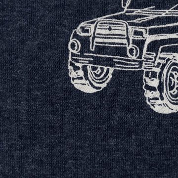 SCHÖNER LEBEN. Stoff Jersey Stoff Melange Cars Monstertrucks dunkelblau meliert 1,48m Breit, allergikergeeignet
