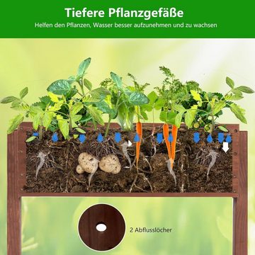 KOMFOTTEU Hochbeet 3 Etagen Blumenbeet, mit verstellbaren Blumentrögen & Ablauflöchern