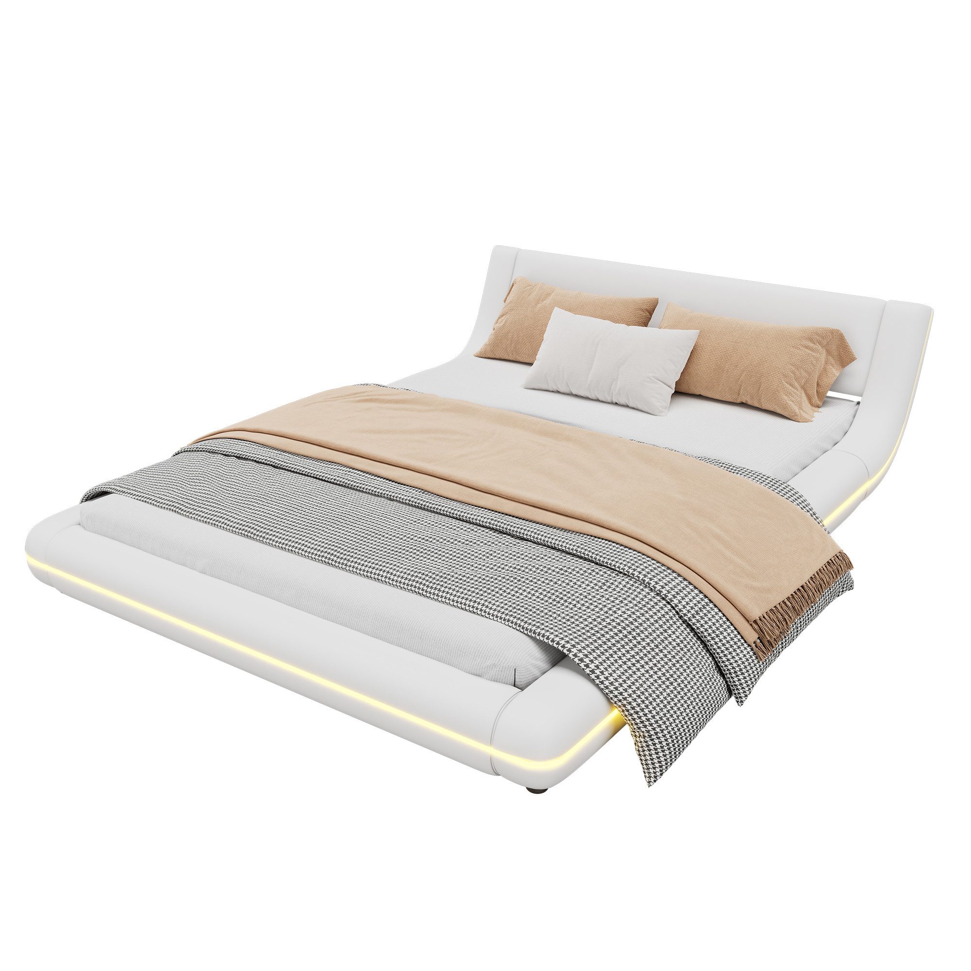 HAUSS SPOLE Polsterbett 140 x 200cm Flachbett, Bodenbett mit LED-Umgebungsl günstig online kaufen