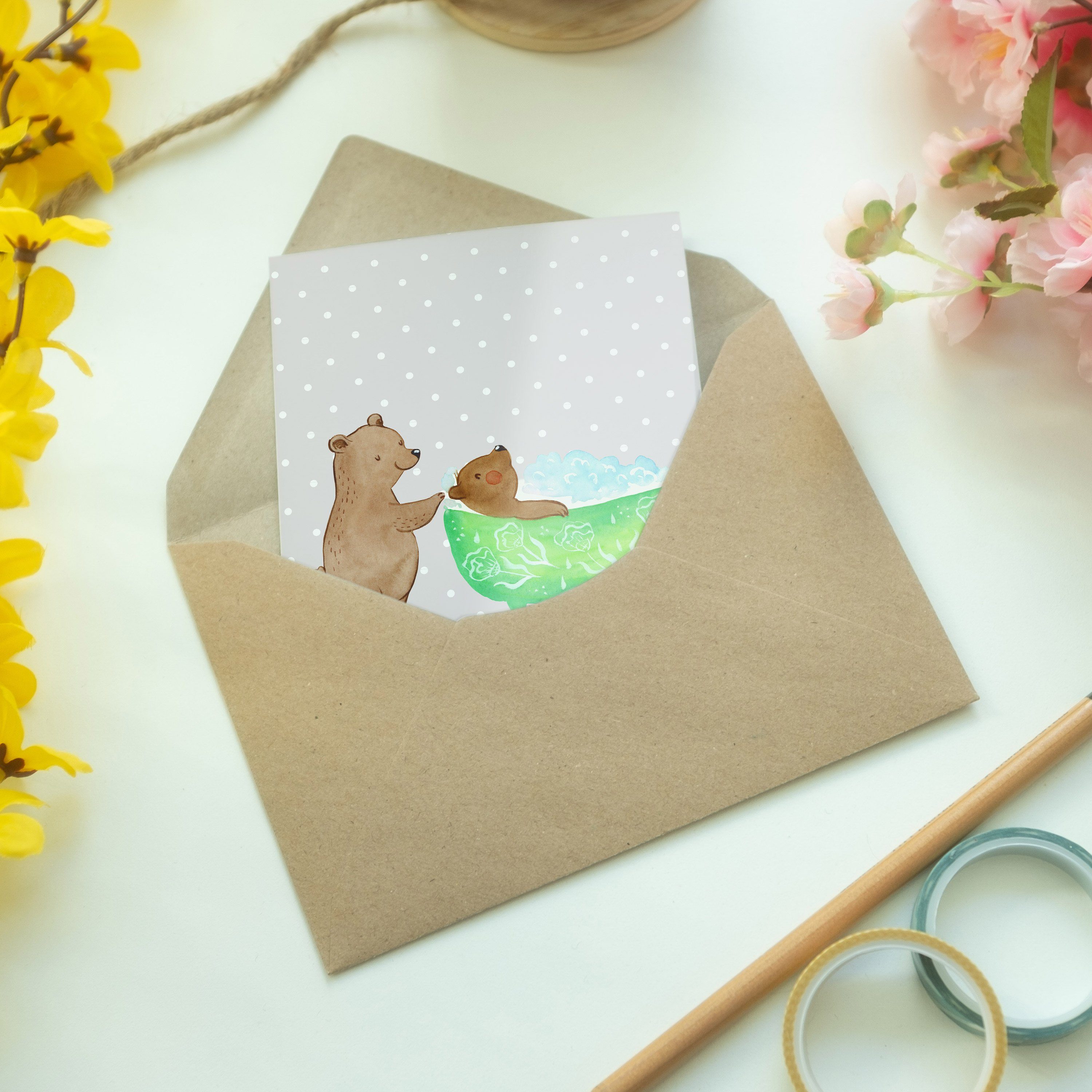 Mr. Mama, - Geschenk, Panda Grußkarte & Oma - Einladungskarte, badet Mrs. Hochzeits Grau Pastell