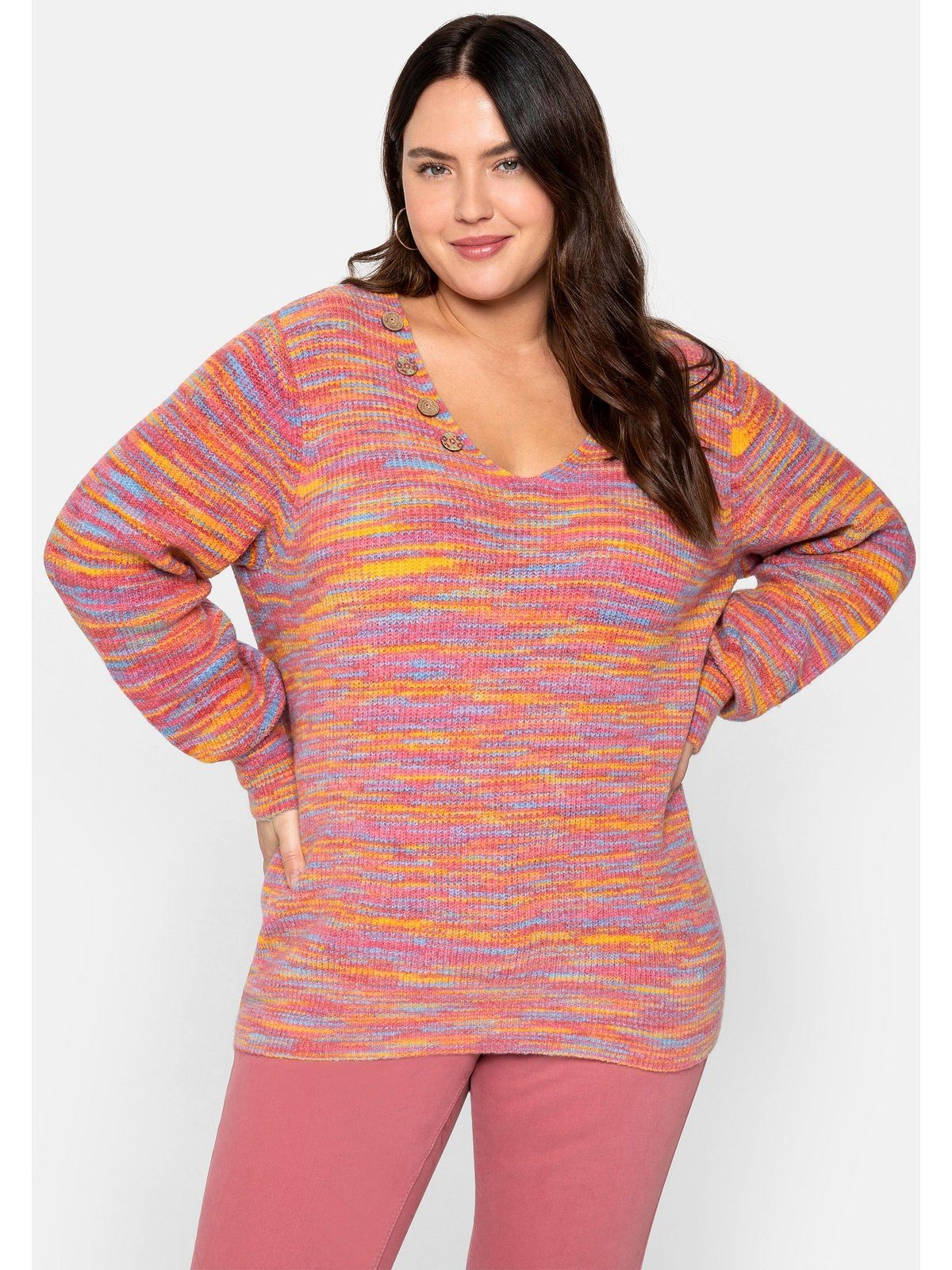 sheego by Joe Browns V-Ausschnitt-Pullover Große Größen mit Farbverlauf in  Regenbogenfarben