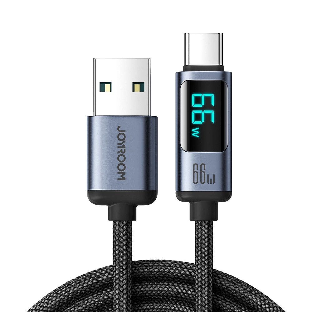 JOYROOM Schnellladekabel USB C - USB A Kabel 66W 1,2m mit LED-Anzeige Schwarz USB-Kabel, (120 cm)