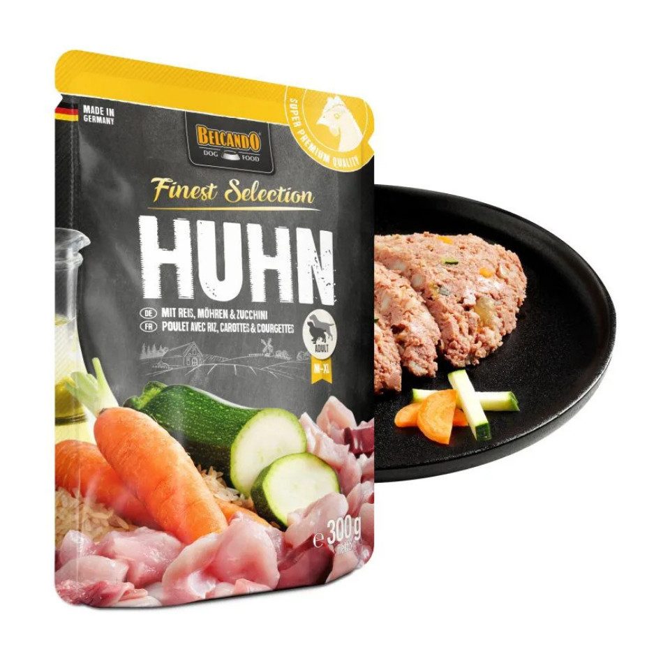 Belcando Huhn mit Reis, Möhren & Zucchini - Nassfutter in Frischebeuteln 6x300g, Nassfutter für: Hunde