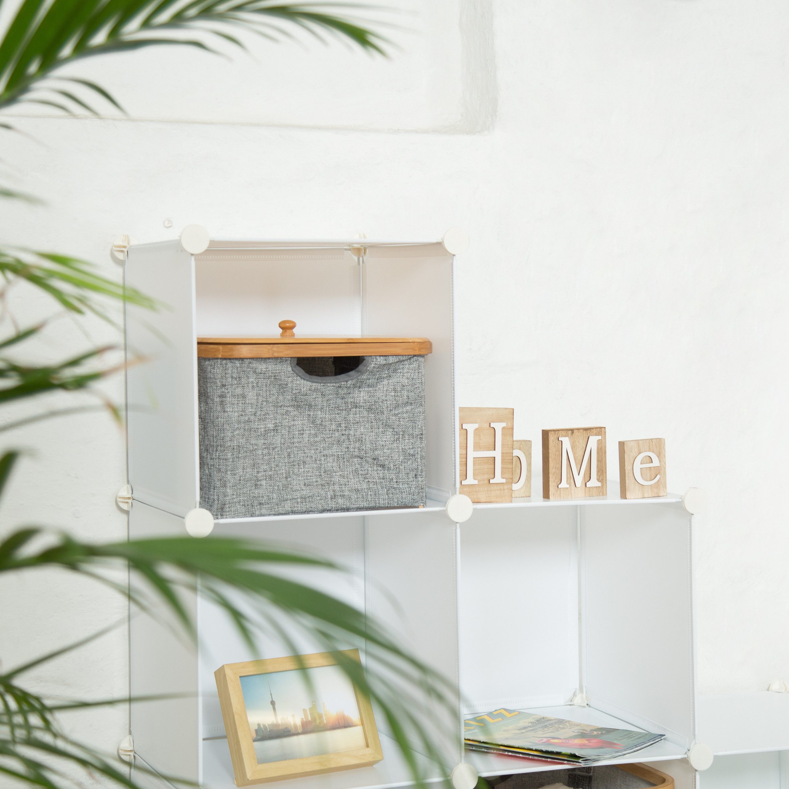 relaxdays Stufenregal 6 Fächer zum Stecke, weiß