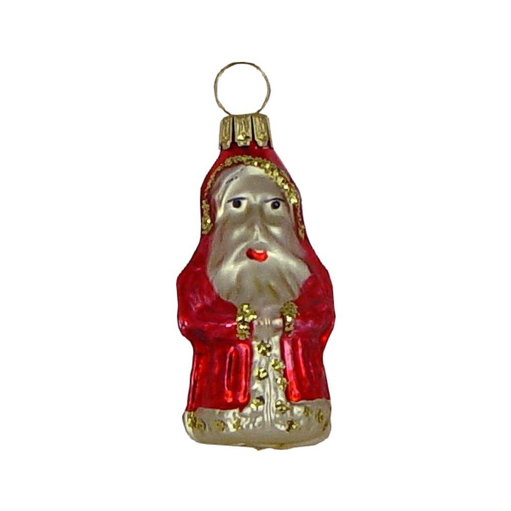 Haberland Glasschmuck Lauscha Christbaumschmuck Kleiner Weihnachtsmann in Mantel rot 6 cm Lauschaer Glas