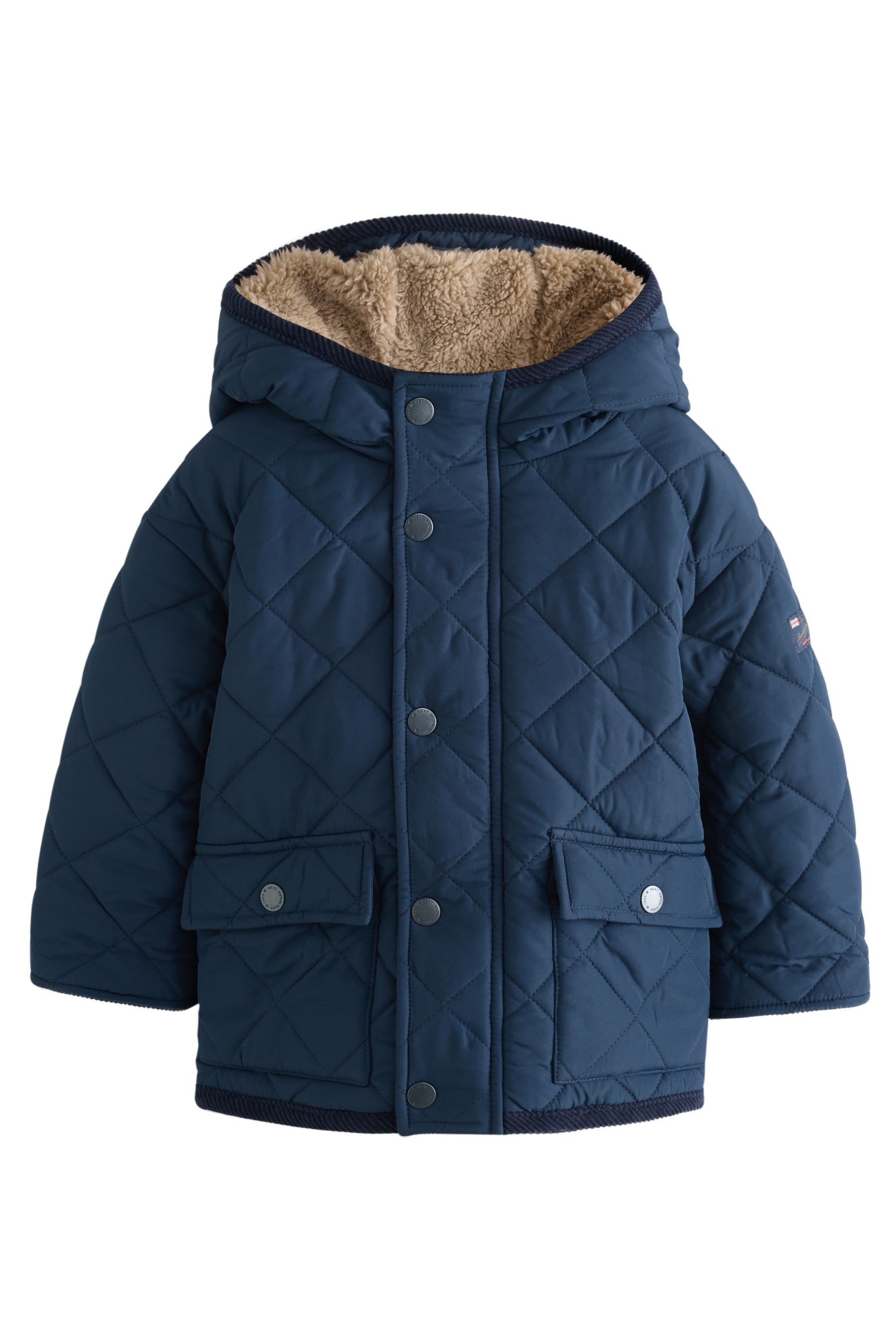 Next Steppjacke Steppmantel mit Teddykunstfellfutter (1-St)