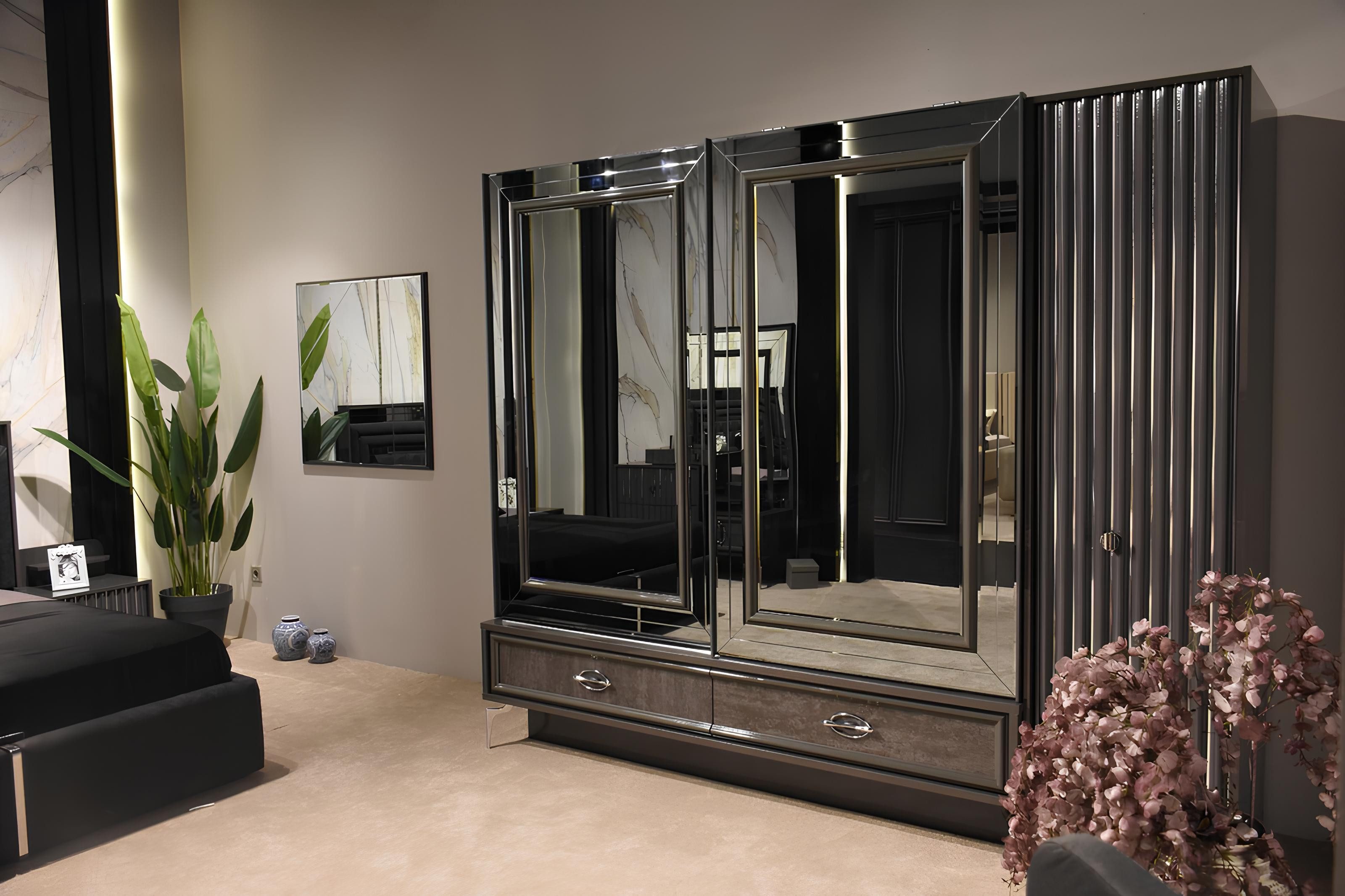 Xlmoebel Kleiderschrank Designer Holzschrank mit Spiegeltüren und Schubladen (1-St., Kleiderschrank) Hergestellt in Europa