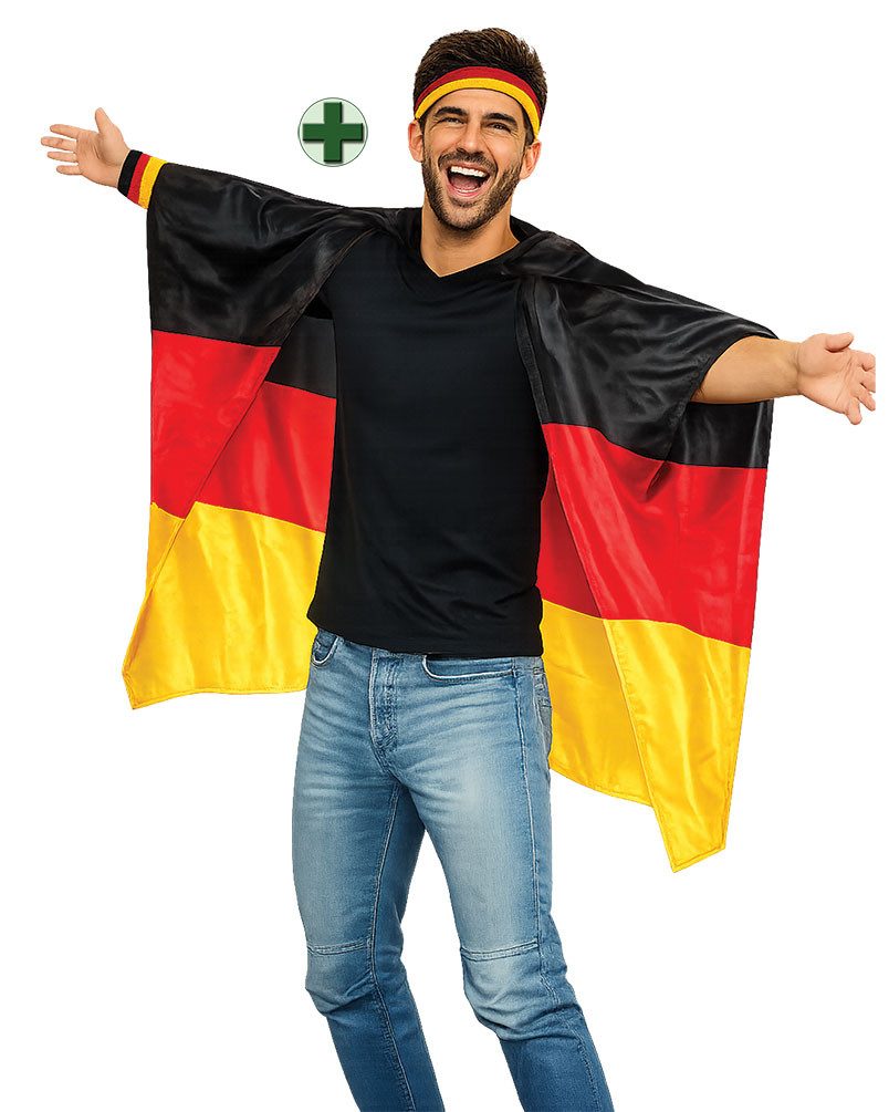 Karneval-Klamotten Kostüm Deutschland mit Schweißbänder Set WM 2026 Fußball, Fan Item Weltmeisterschaft Party Germany Supporter Nationalmannschaft