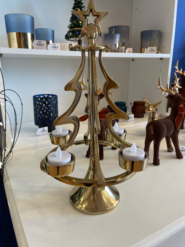 RIFFELMACHER & WEINBERGER Kerzenhalter Exklusiver Metall Kerzenständer Weihnachtsbaum, Silber oder Gold