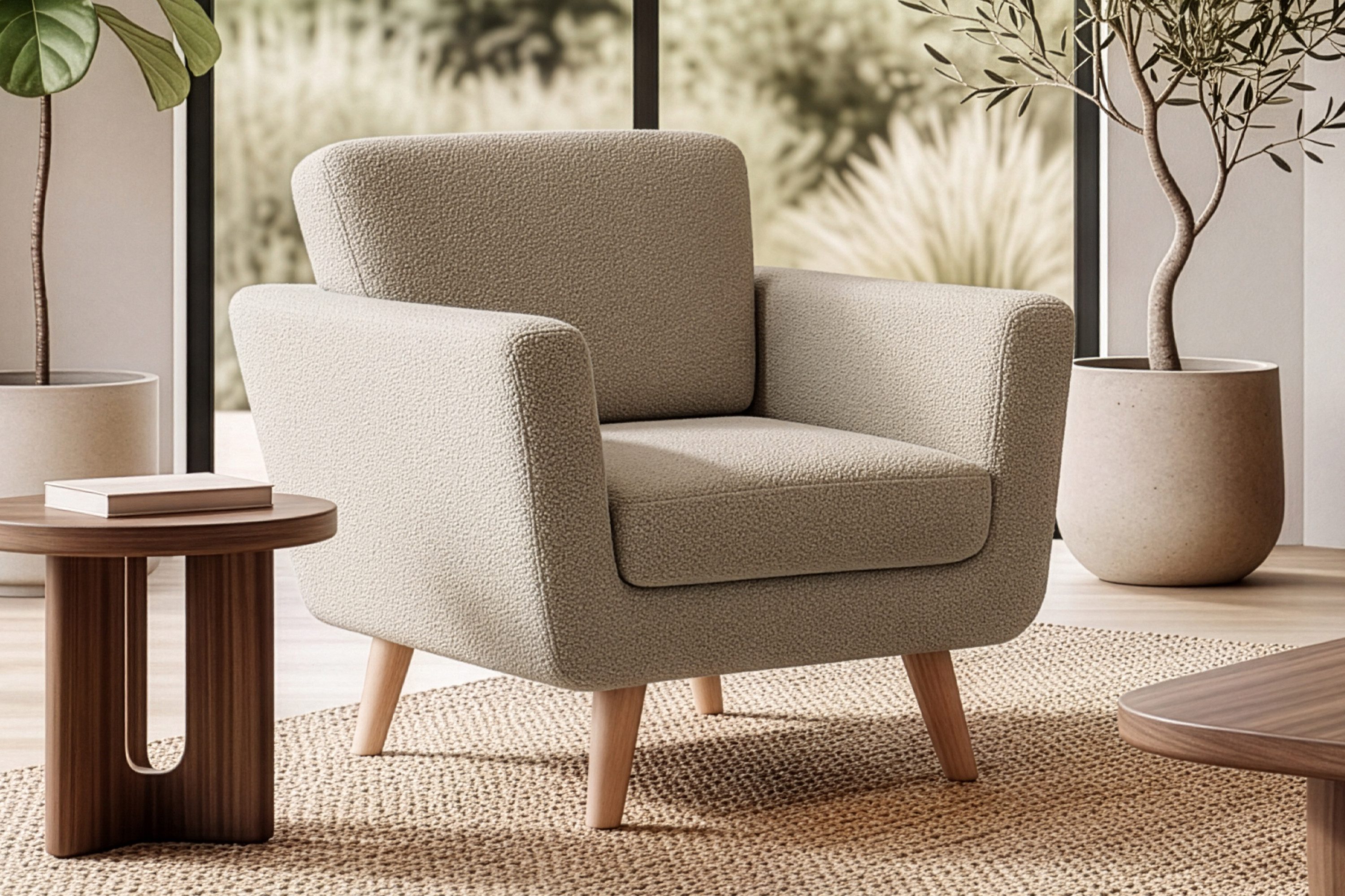 KONSIMO® Sessel TAGIO hergestellt in der EU, 5 Jahre Garantie (Sessel), Scandi-Stil, Made in Europe, Gestell aus Massivholz, mit Armlehnen