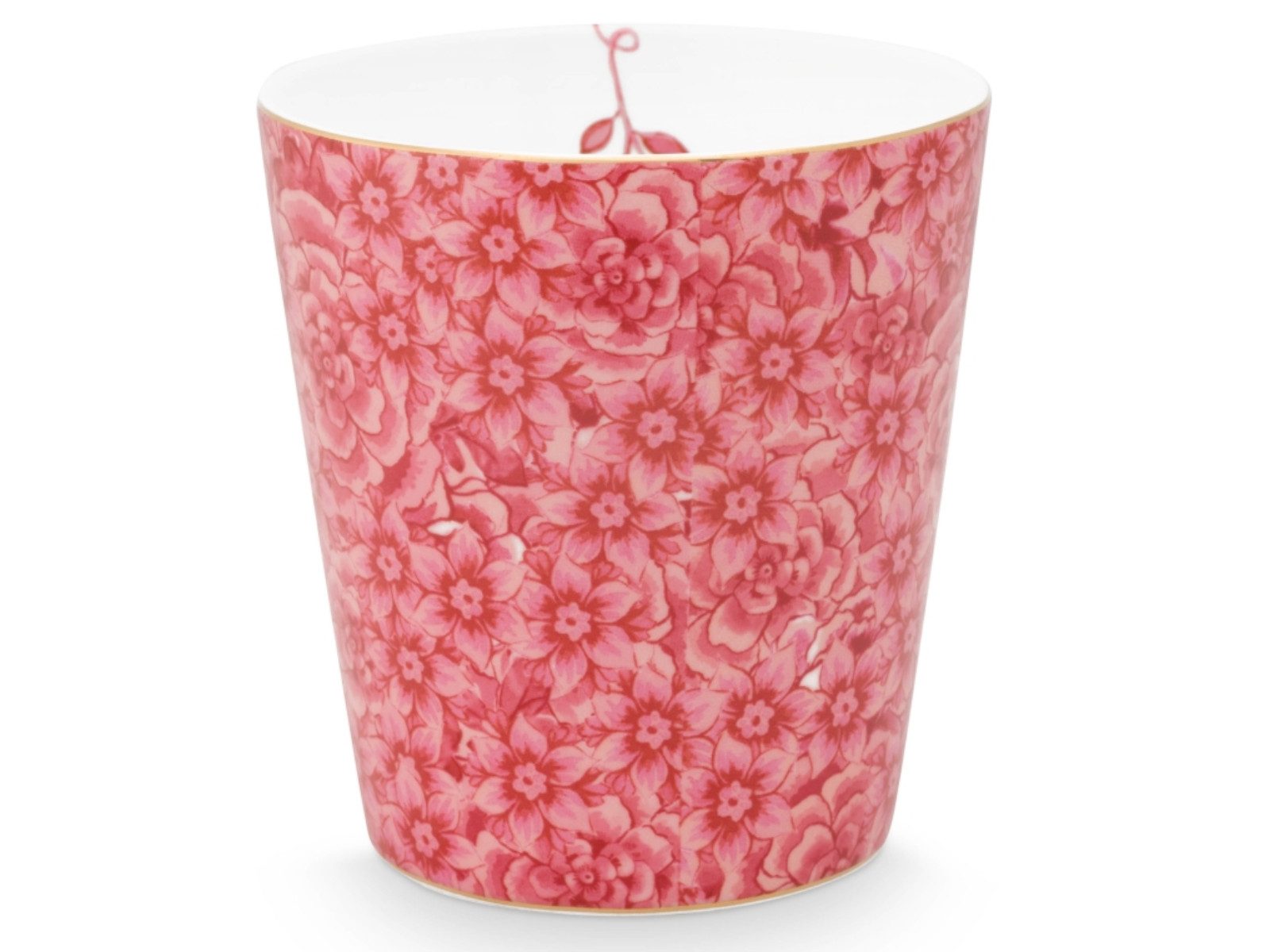 PiP Studio Becher Royal Flower pink Becher ohne Henkel 0,23 l, Porzellan, Mug Small without Ear Royal Flower Pink 230ml