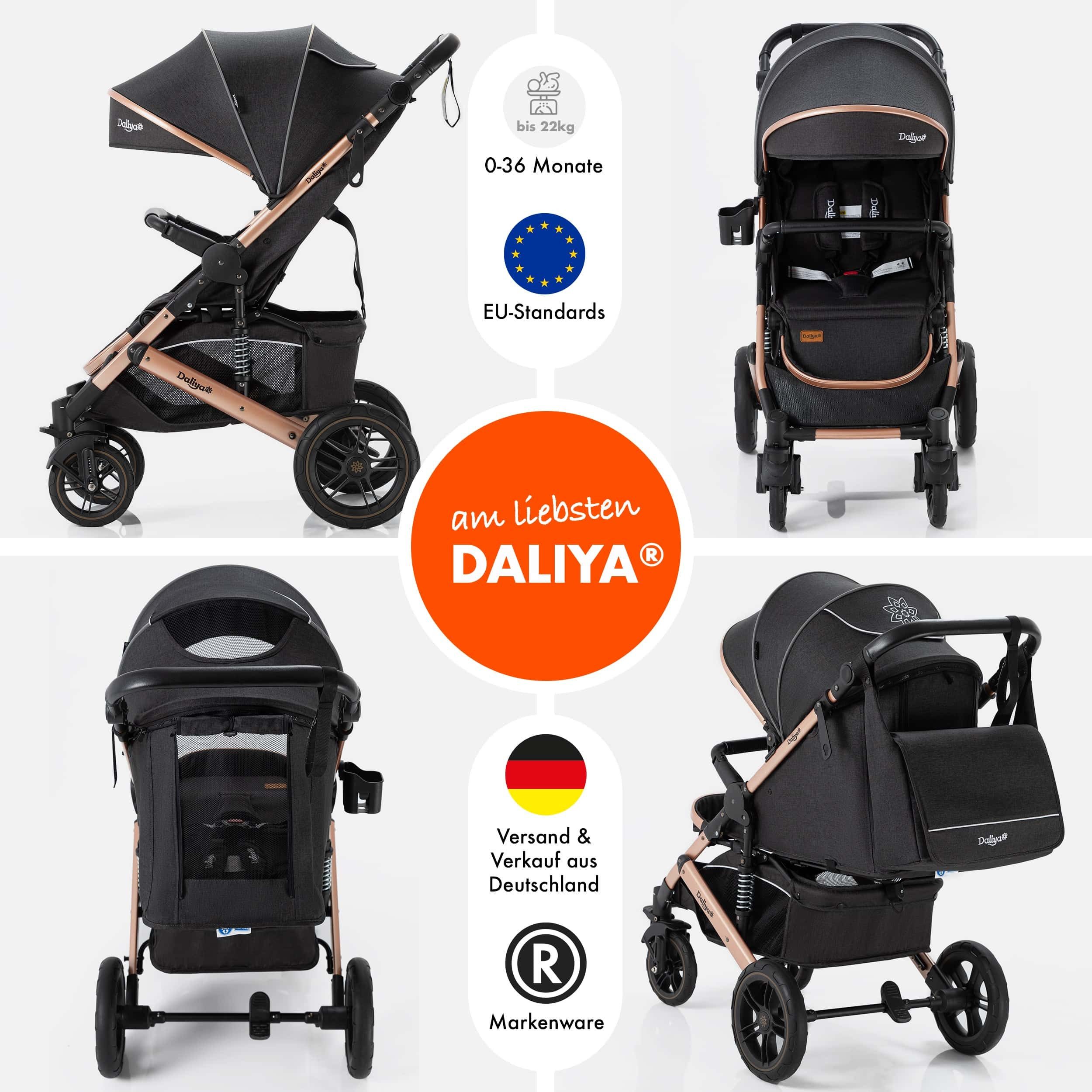 Daliya® Kinder-Buggy RAPIDY Buggy Kinderwagen, XXL Set, kompakt, Kinderbuggy, Sportwagen, (XXL 10-tlg. Komplettset, 10-tlg), Liegeposition, Fußsack, Spieltisch, Wickeltasche, Regenverdeck