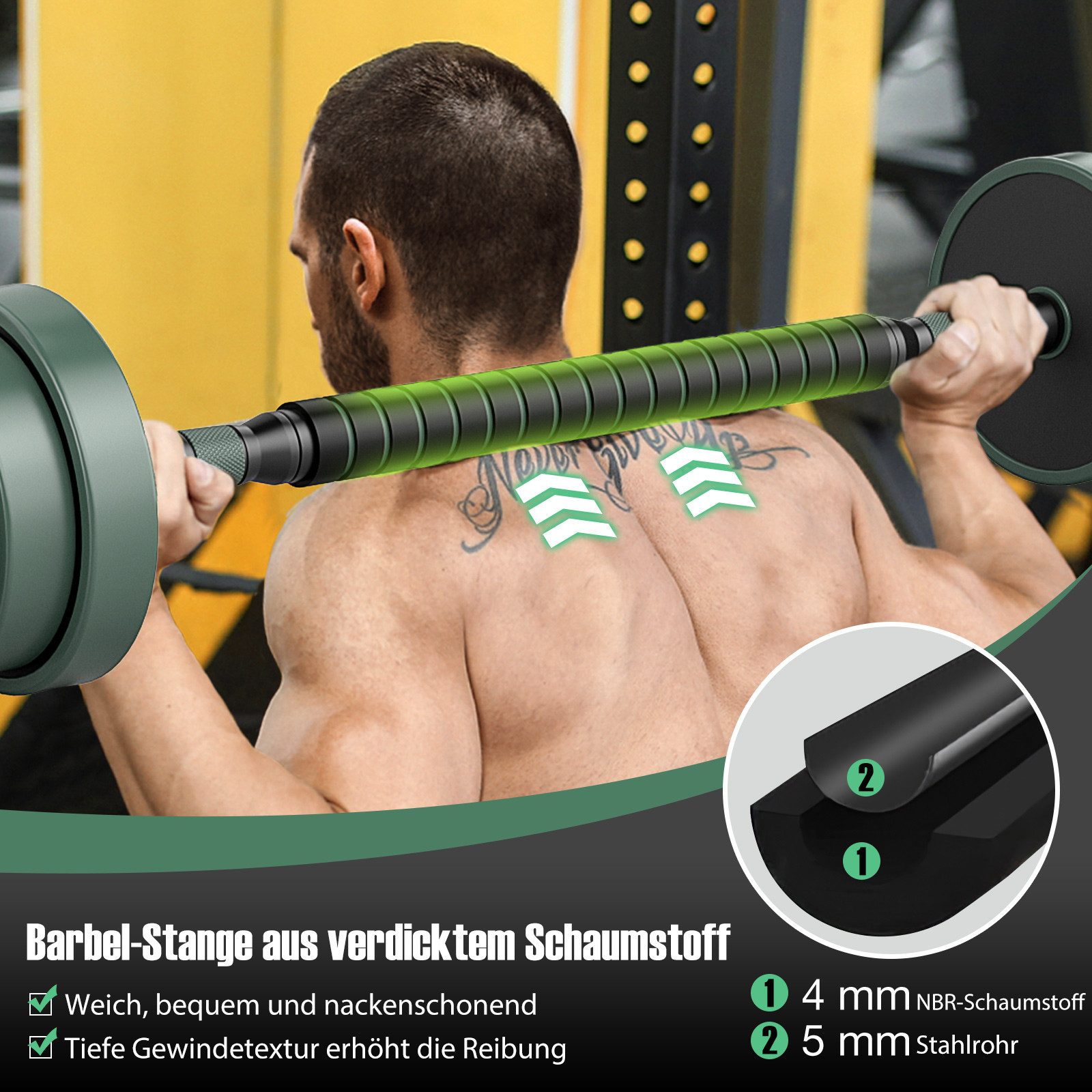 COSTWAY Hantel-Set, inkl. Kunzhantel, Langhantel, Kettlebells, 20kg