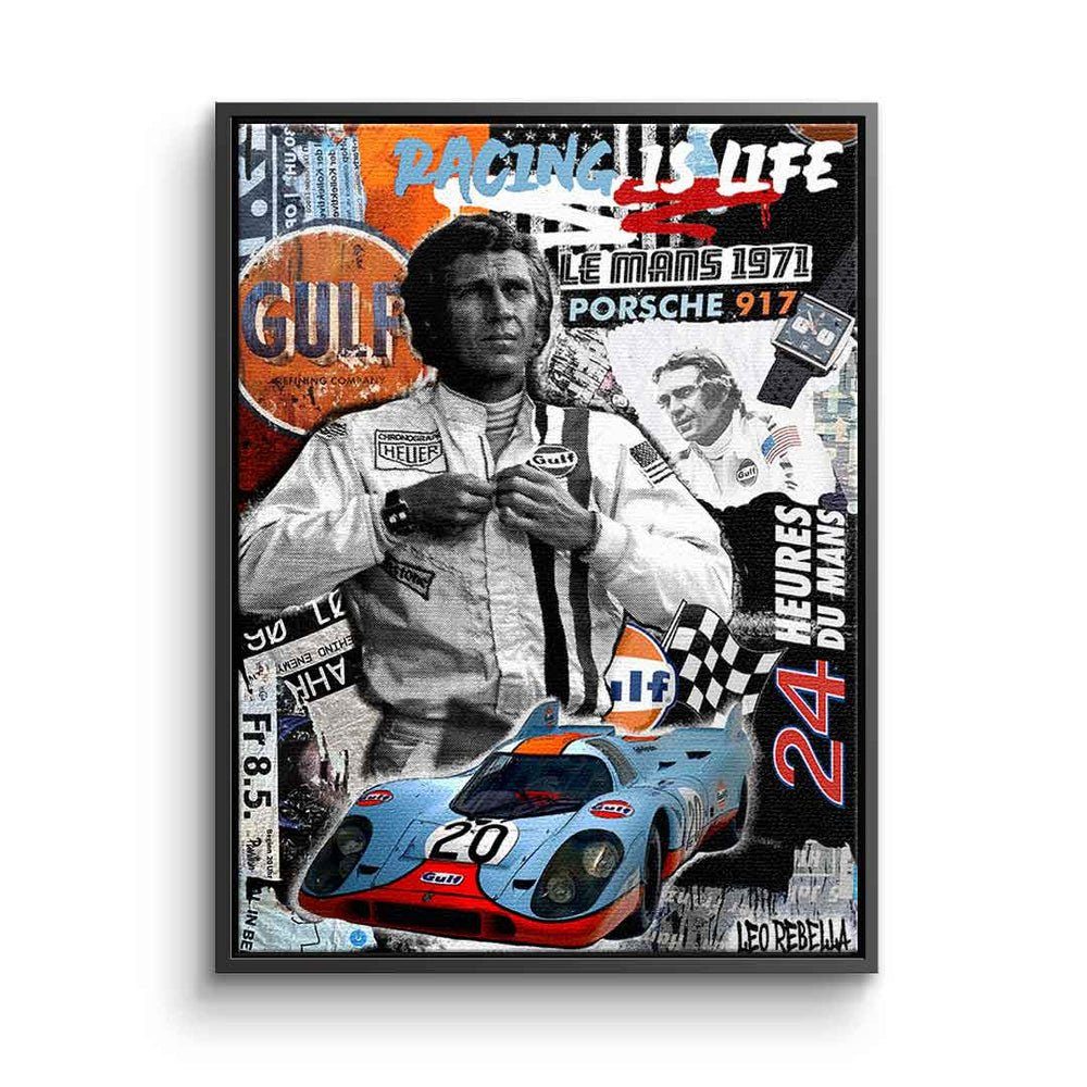DOTCOMCANVAS® Leinwandbild Racing is life, Leinwandbild Le Mans Steve McQueen Portrait Porsche 917