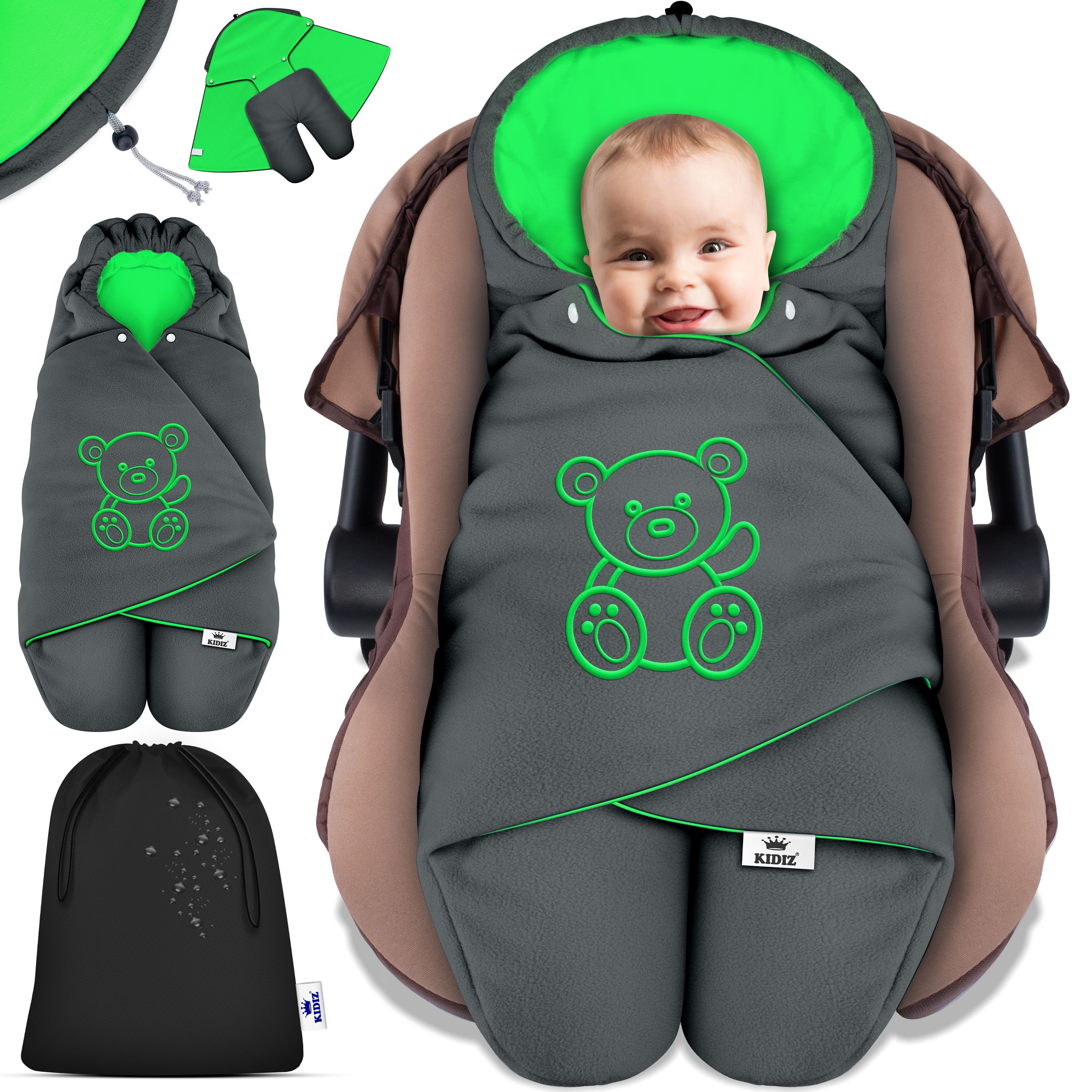 KIDIZ Deckenschlafsack, Baby Einschlagdecke mit Tasche für Winter & Herbst Babydecke Fußsack