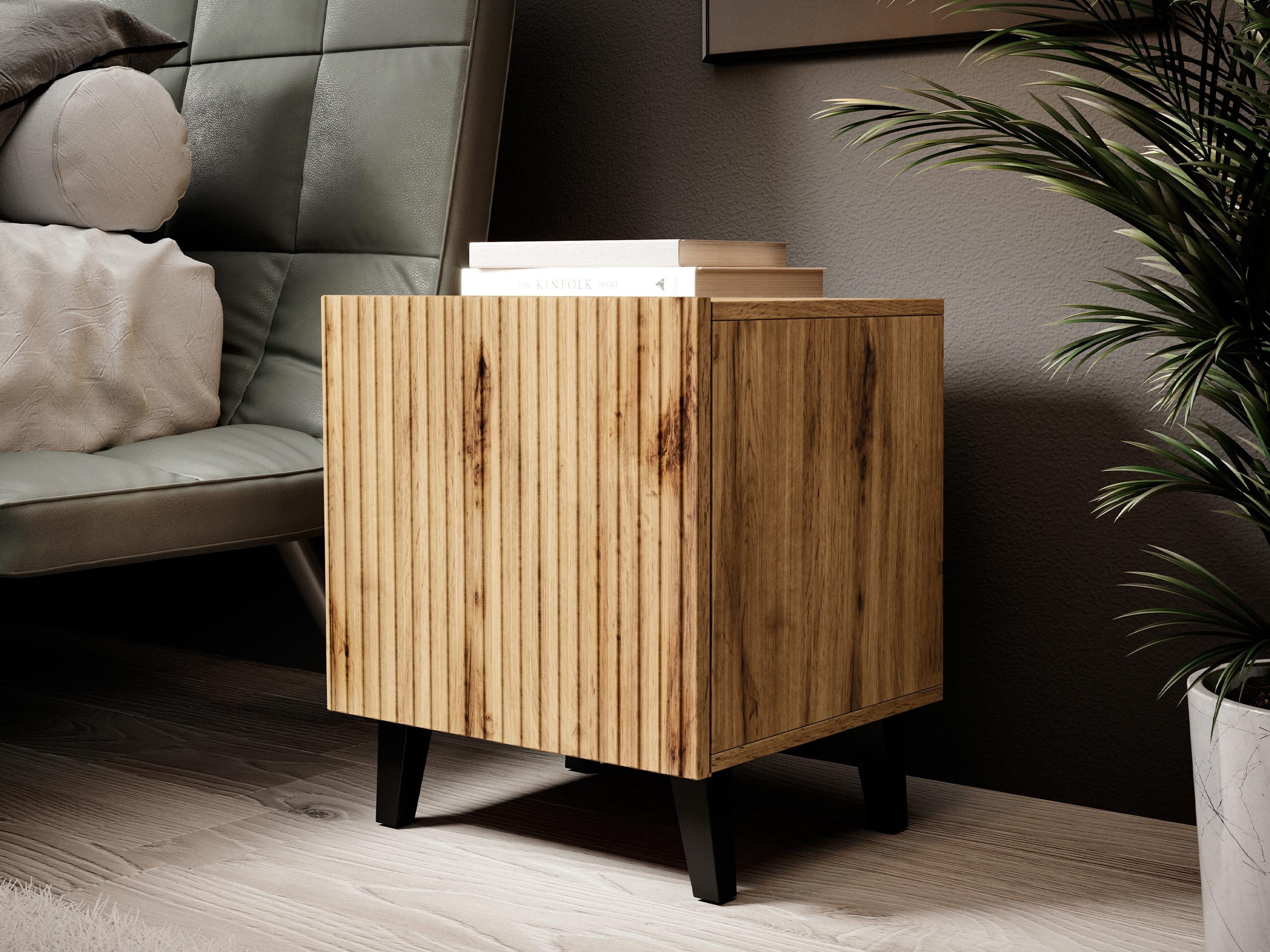 MIRJAN24 Nachttisch Vamos 2x Stück (2er-Set), schwarze Beine, Fronten gefrä günstig online kaufen