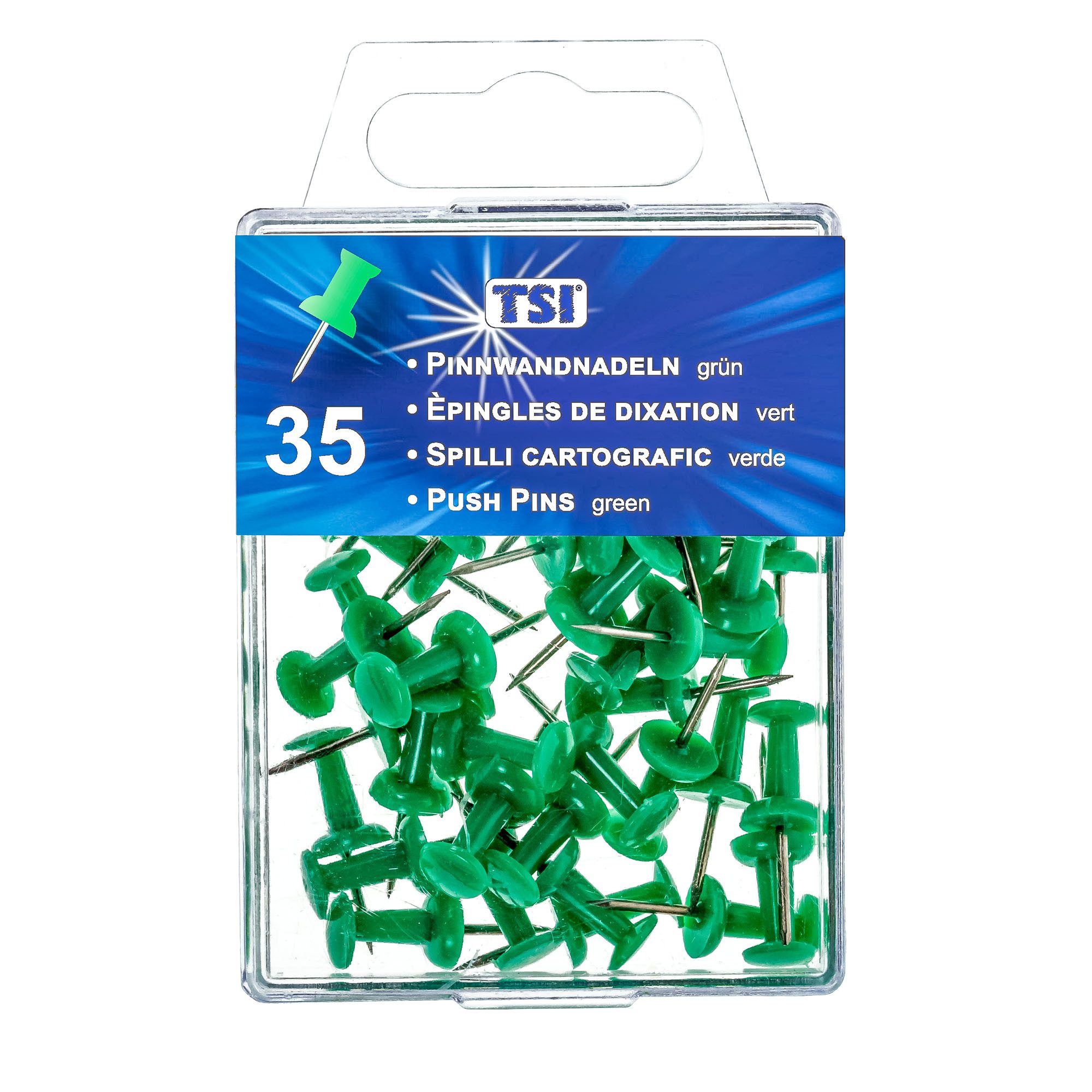 TSI Schreibwaren Pinnnadel Pinnwandnadeln, grün, 35 St.
