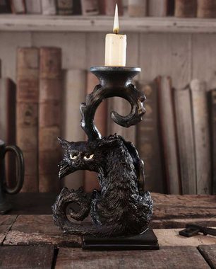Horror-Shop Dekofigur Schwarze Hexenkatze Spite als Kerzenhalter 18,5cm