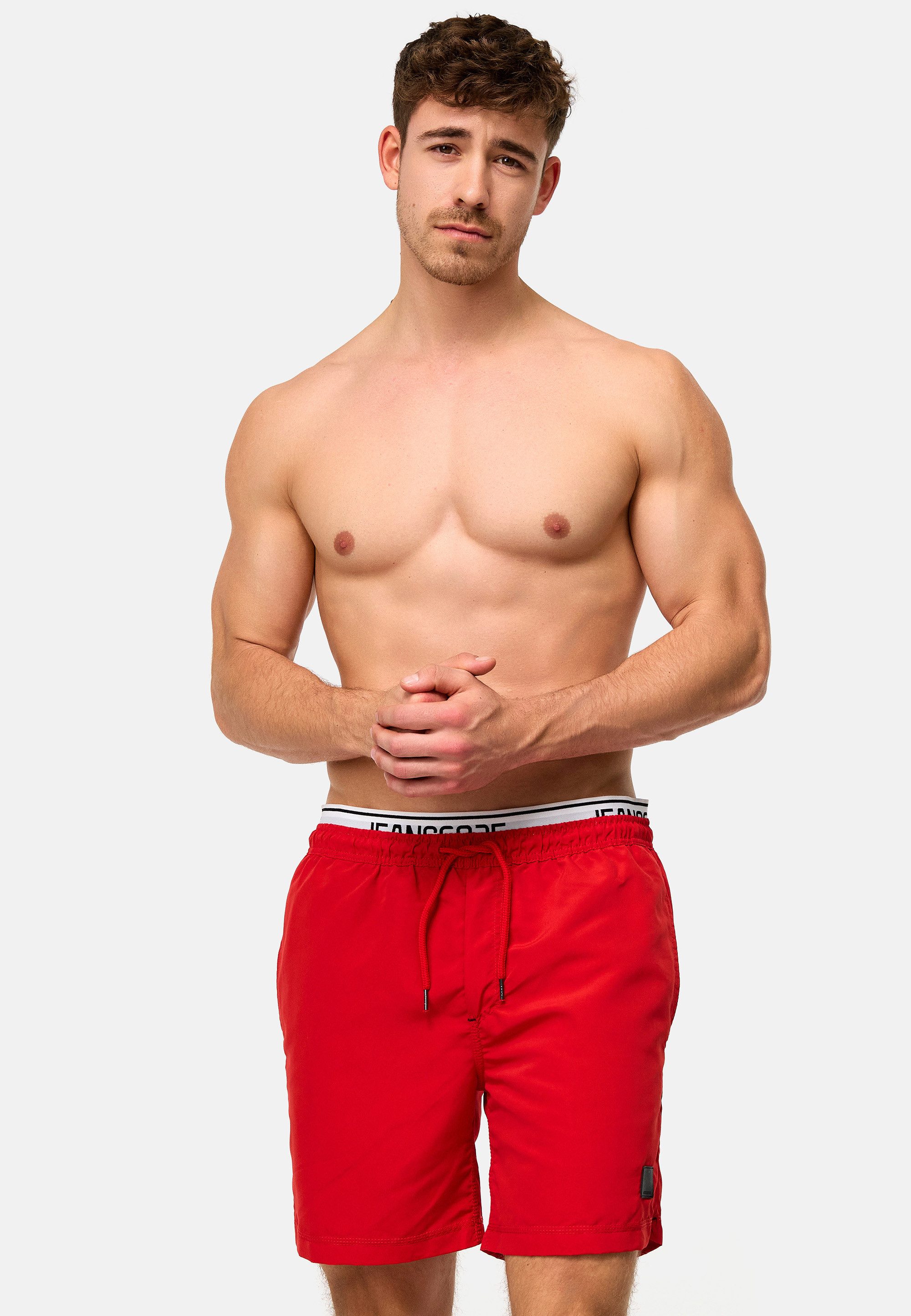 Indicode Badeshorts Herren Solomon Schwimmshorts mit elastischem Bund und Kordelzug