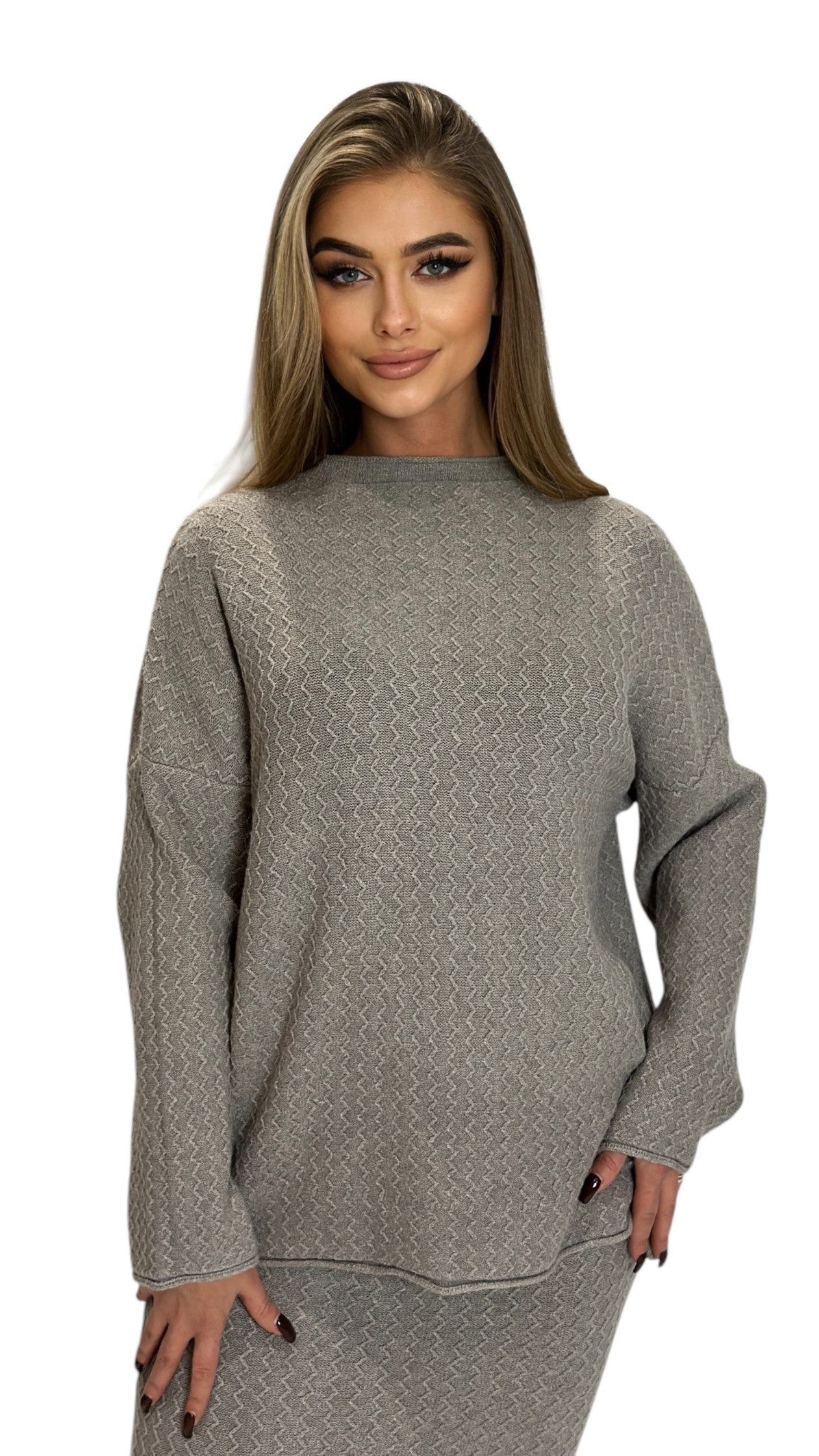 Mississhop Strickkleid Strickset Strickanzug Rock Pullover günstig online kaufen