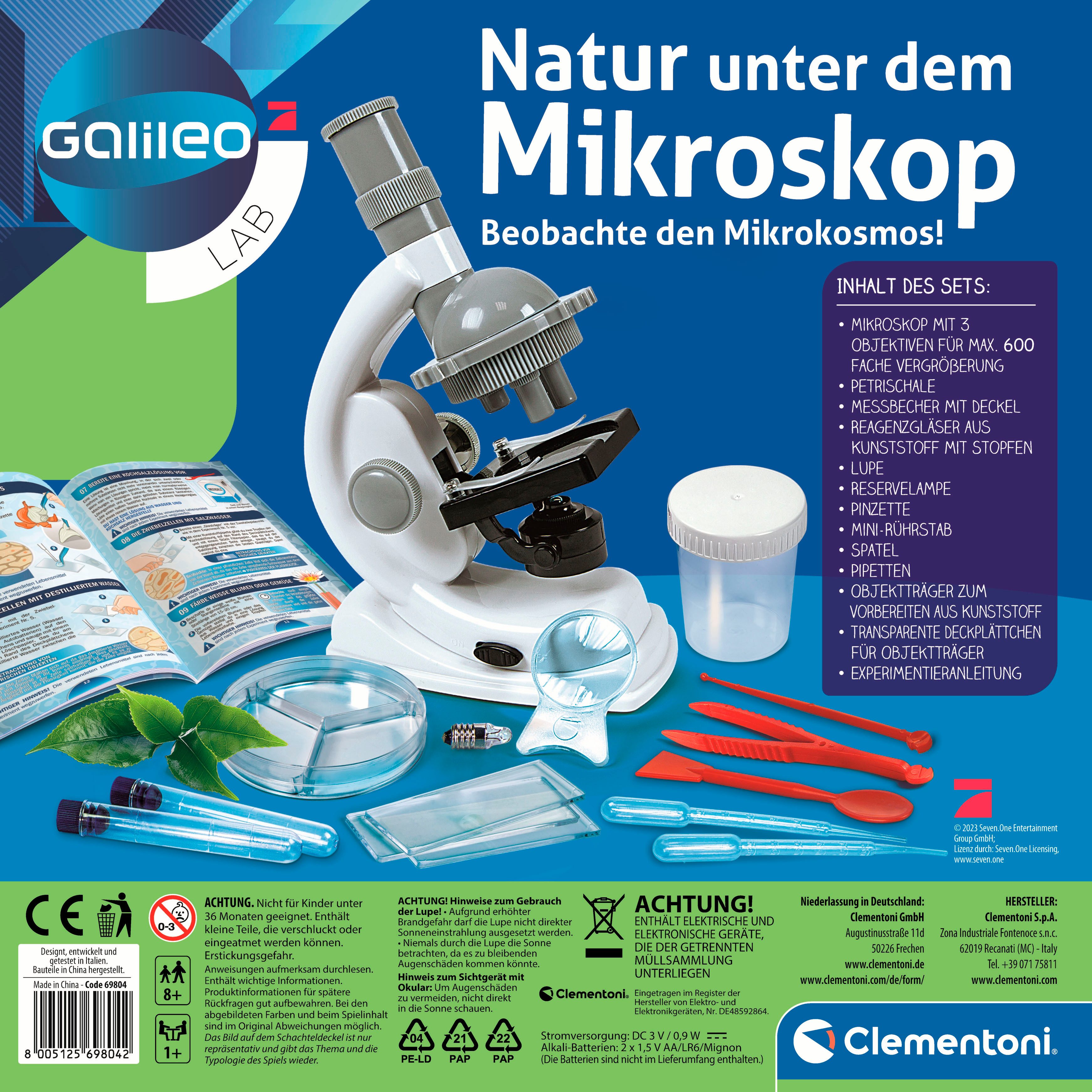 Clementoni® Experimentierkasten Galileo, Natur unter dem Mikroskop