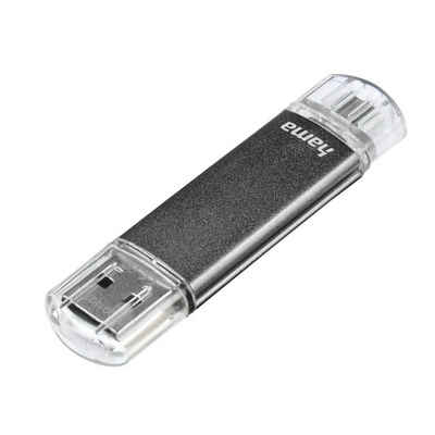 Hama USB-Stick "Laeta Twin", USB 2.0, 16GB, 10MB/s, Grau USB-Stick (Lesegeschwindigkeit 10 MB/s)