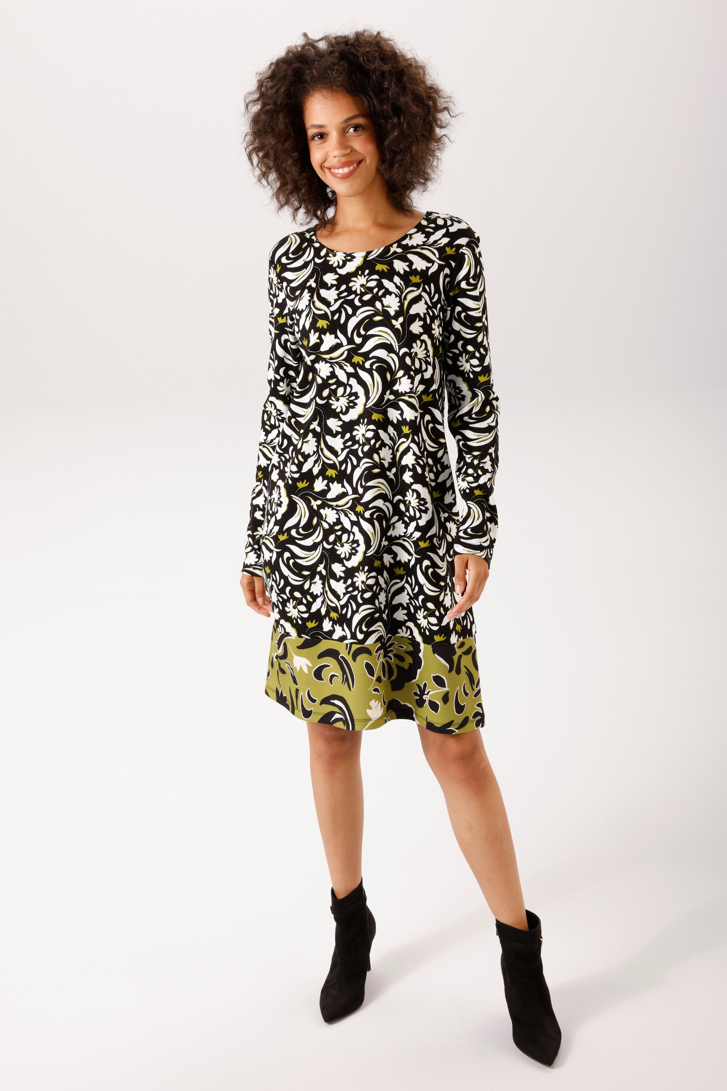 Aniston CASUAL A-Linien-Kleid mit grafischen Blumendruck - NEUE KOLLEKTION – Bild 4 von 5
