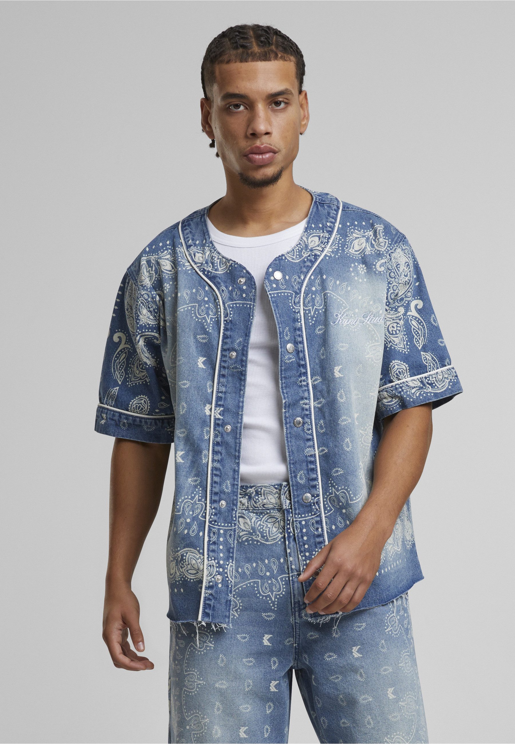 Karl Kani Langarmhemd Karl Kani Kani Paisley Denim Baseball Shirt (1-tlg)