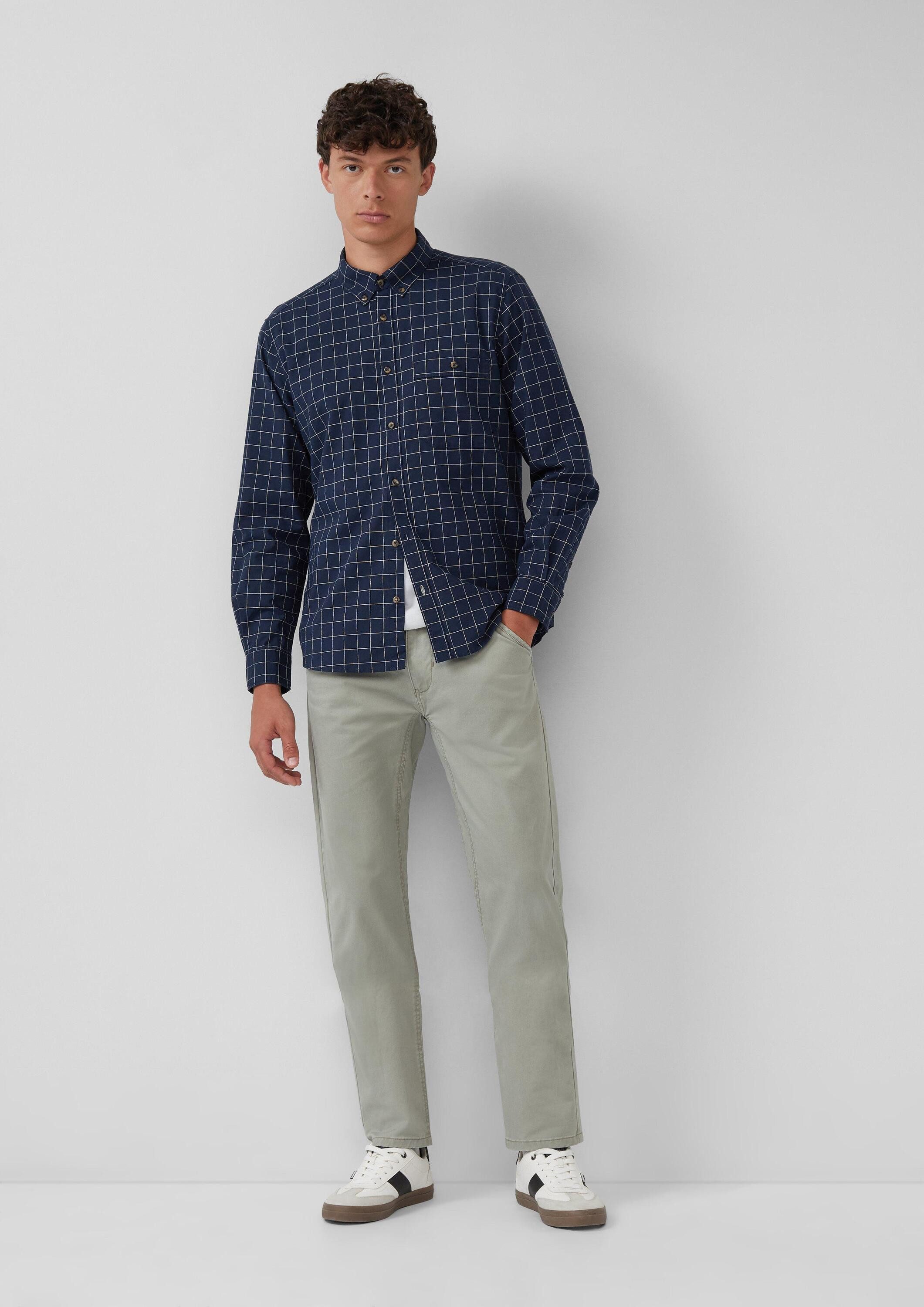 s.Oliver Langarmhemd Hemd Regular Fit: Karo-Hemd aus Baumwolle mit Button-Down-Kragen