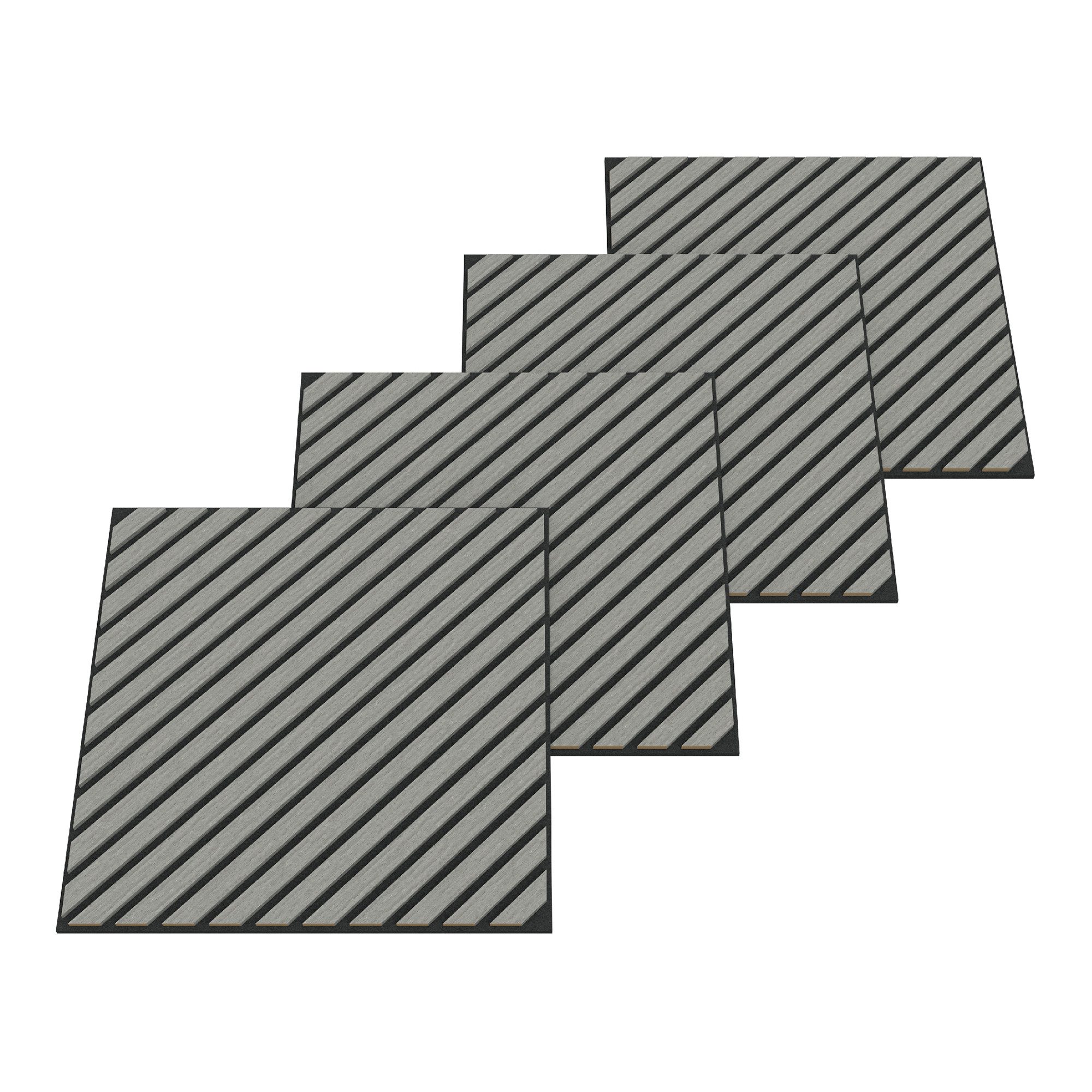 neu.holz 3D Wandpaneel, BxL: 60x60 cm, (Set, 16-tlg) »Vang« mit diagonalen Lamellen 60x60 cm Eichenoptik, hellgrau