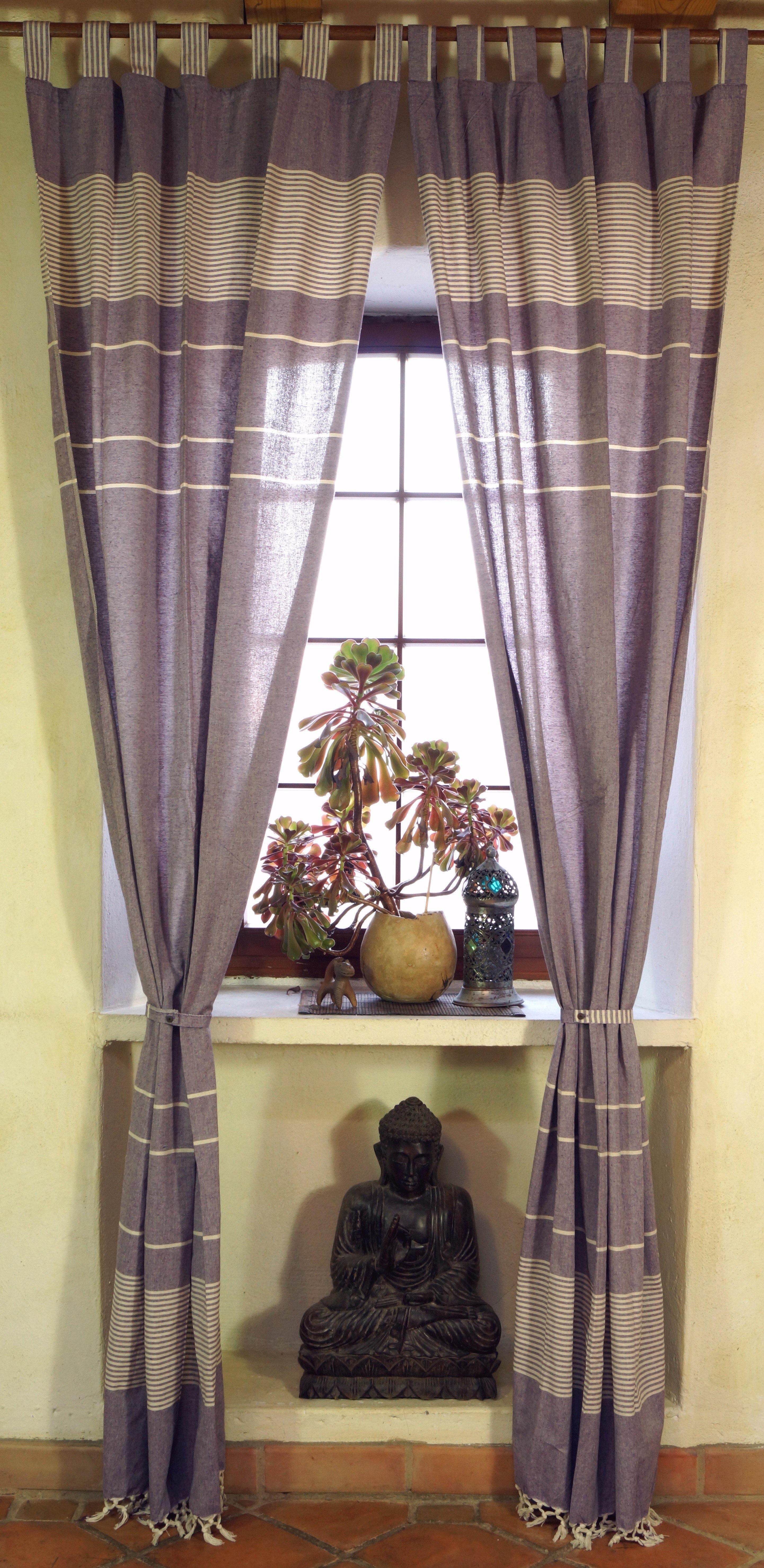 Vorhang Boho Vorhänge, Gardine (1 Paar) mit Schlaufen,.., Guru-Shop lila