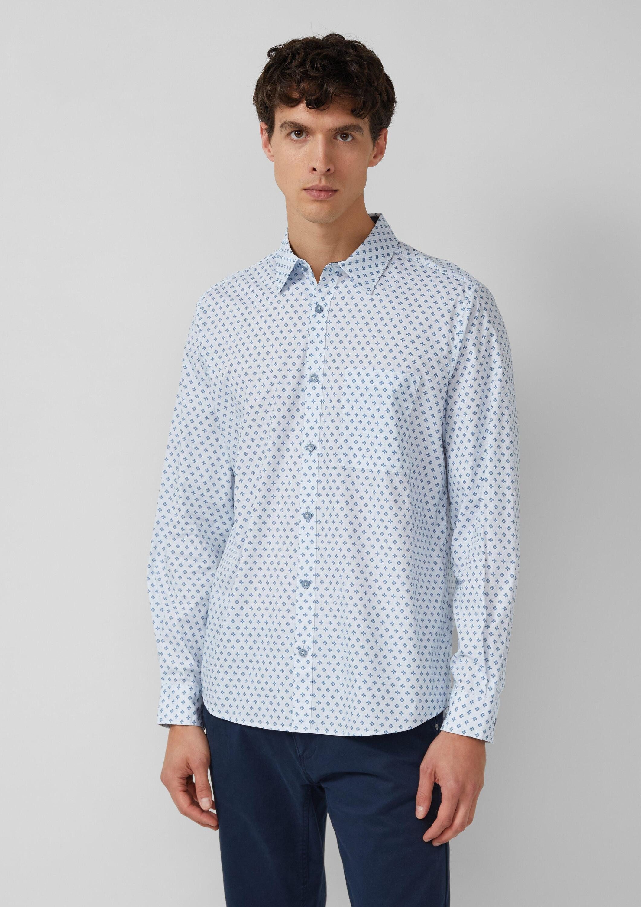 s.Oliver Langarmhemd Hemd Regular Fit: Hemd mit Allover-Print und Brusttasche