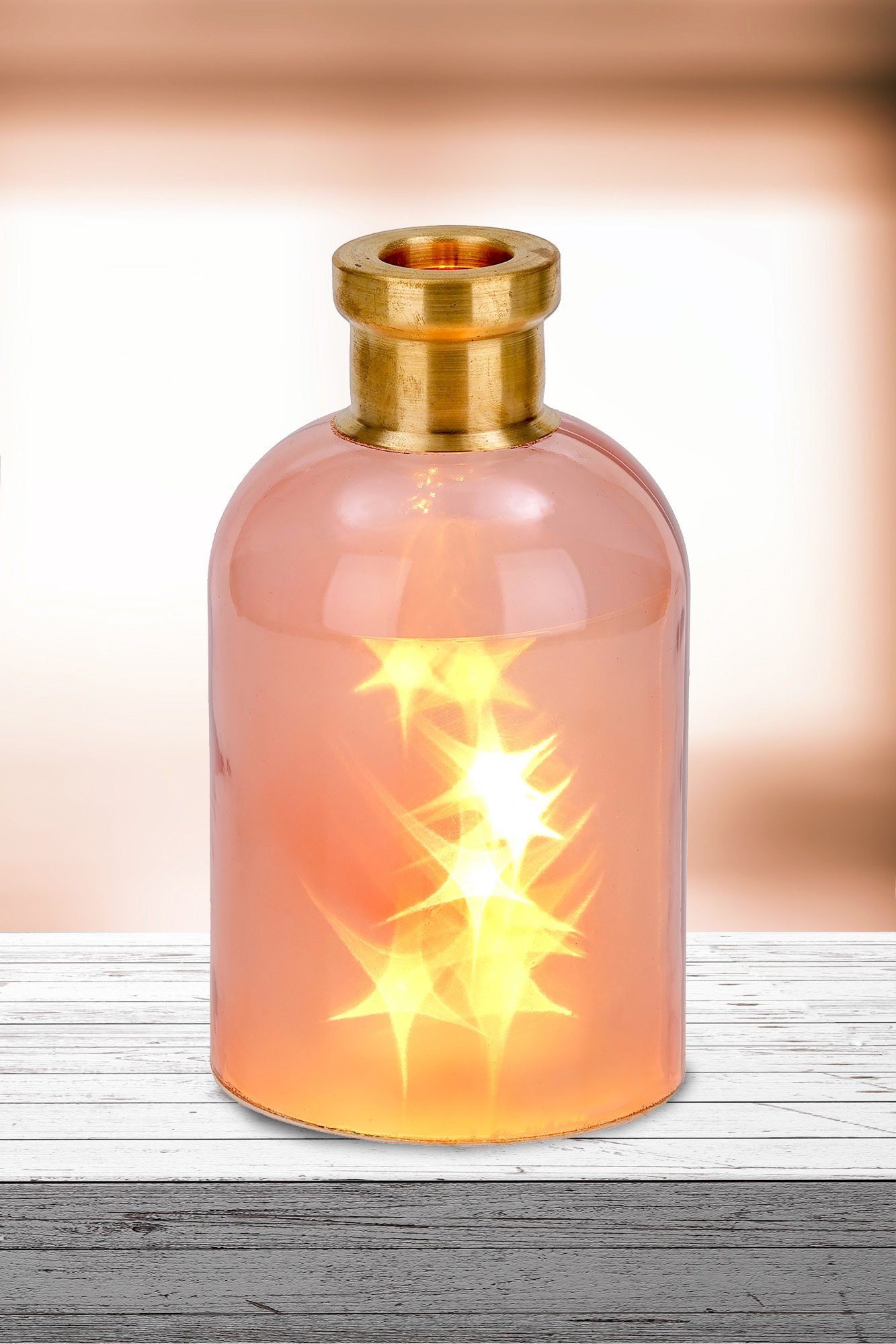 BRUBAKER LED Dekolicht Lichterflasche "Magie" mit 10 LED Sternen, LED Lichterkette, Warmweiß, Dekoleuchte, Party Licht Deko, Höhe 24 cm