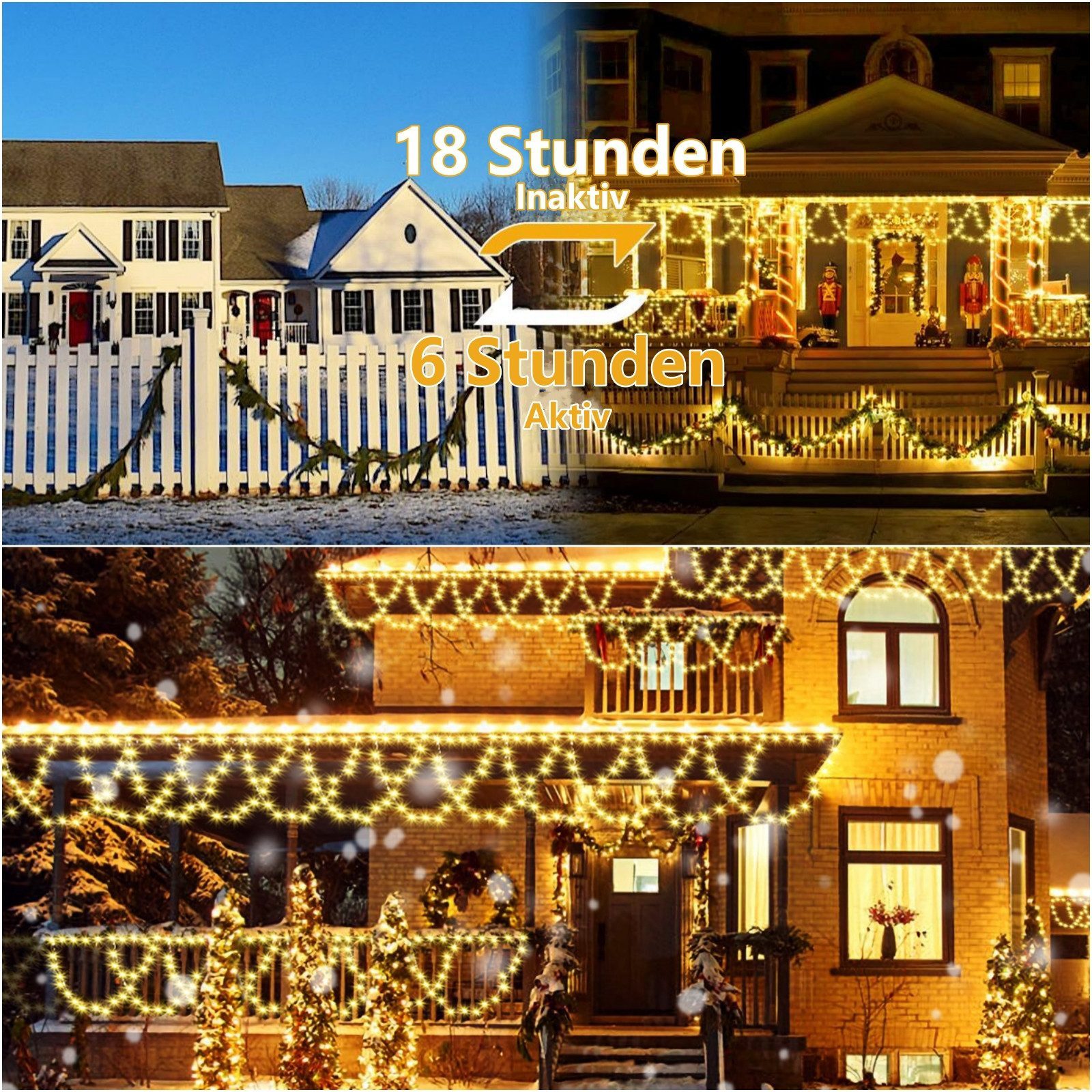 Quntis LED-Lichterkette Eiszapfenlichter Weihnachtsdeko Lichtervorhang mit 450 warmweißen LEDs, 450-flammig, Weihnachtsbeleuchtung Außen mit Stecker, Deko, 8 Modi, Timer