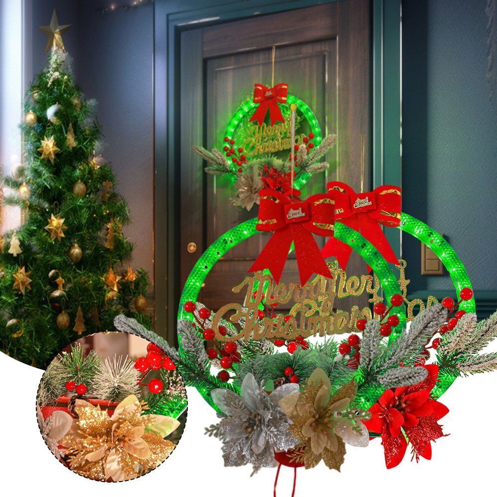 flower Blusmart V Weihnachts-LED-Hängekranz, Timing-Girlande 4,5 Wanddekoobjekt red Automatische