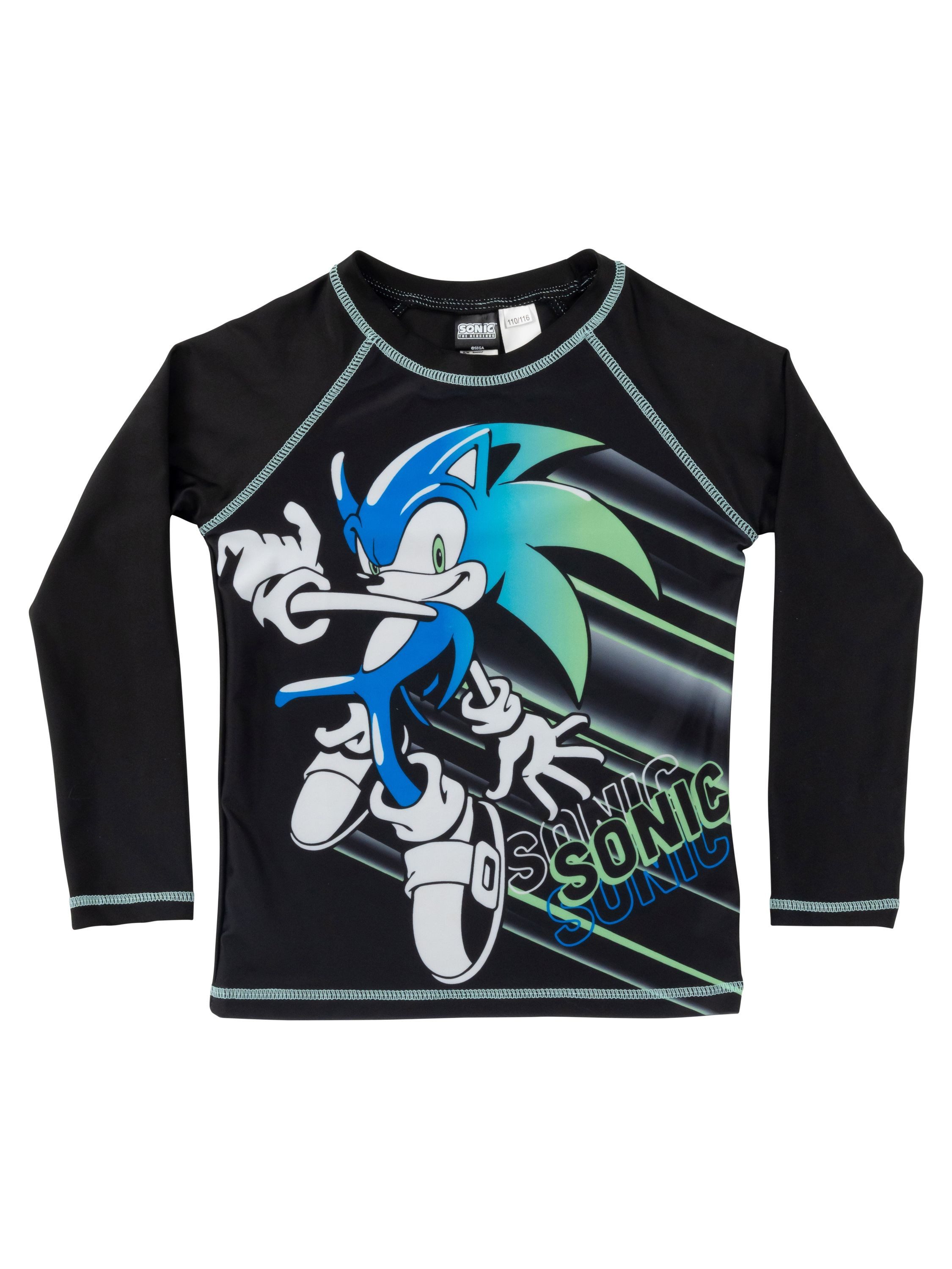 United Labels® Badeanzug Sonic The Hedgehog Schwimmshirt UV-Schutz 50+ Langarm Badeshirt Shirt