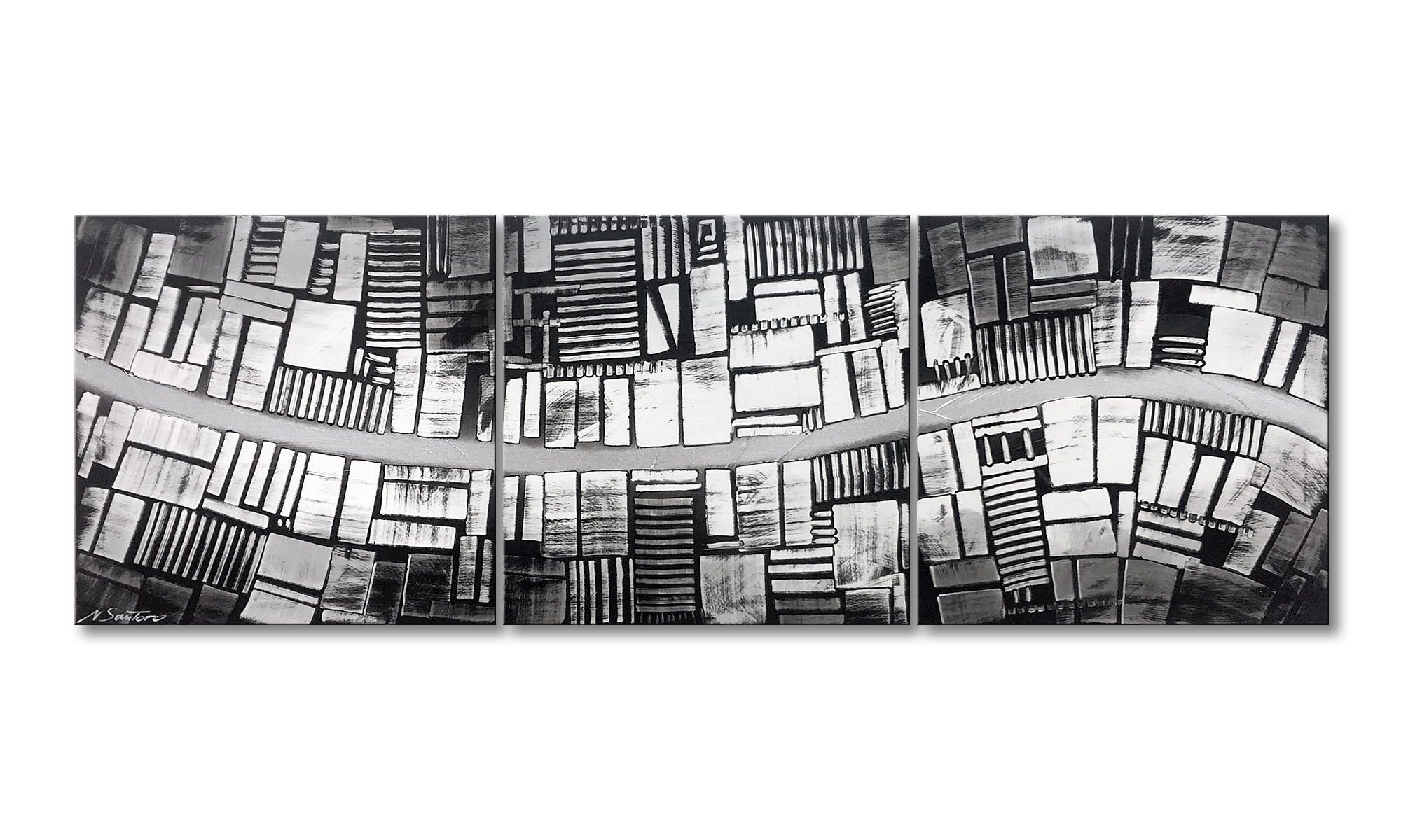 WandbilderXXL Gemälde Downtown 180 x 60 cm, Abstraktes Gemälde, handgemaltes Unikat