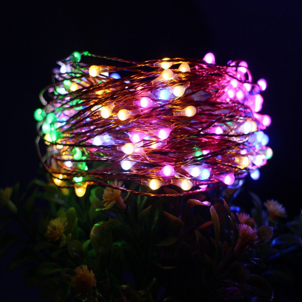 Laybasic LED-Lichterkette Kupferdraht,Innen/Außen,IP44 LED-Lichterkette,LED Wasserdicht Dekolicht,Weihnachtsdeko, Mehrfarbig