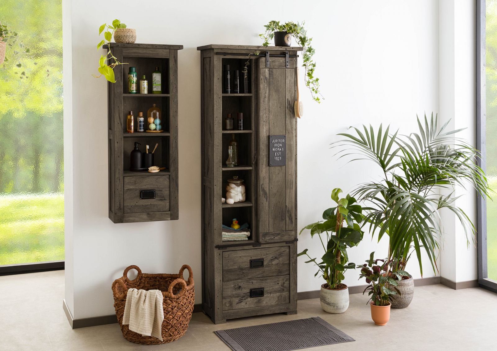 Massivmoebel24 Dreh-/Schwebetürenschrank #284 (Schrank Mango 70x35x195 günstig online kaufen