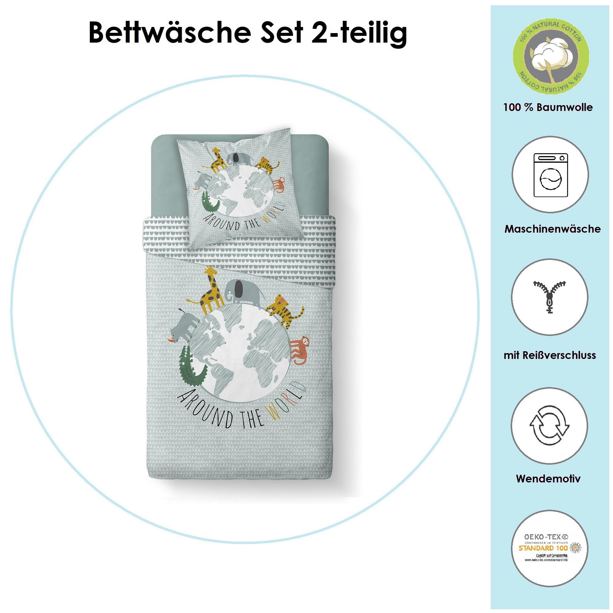 Familando Kinderbettwäsche Around the World 135x200 günstig online kaufen